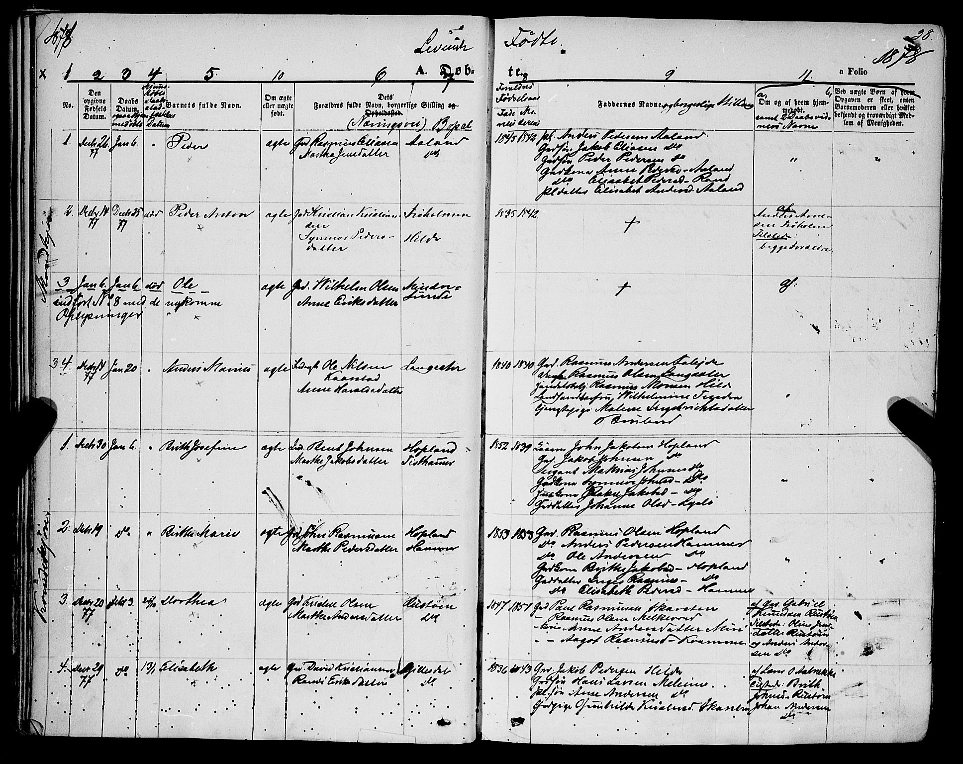 Innvik sokneprestembete, AV/SAB-A-80501: Parish register (official) no. A 6, 1865-1878, p. 38