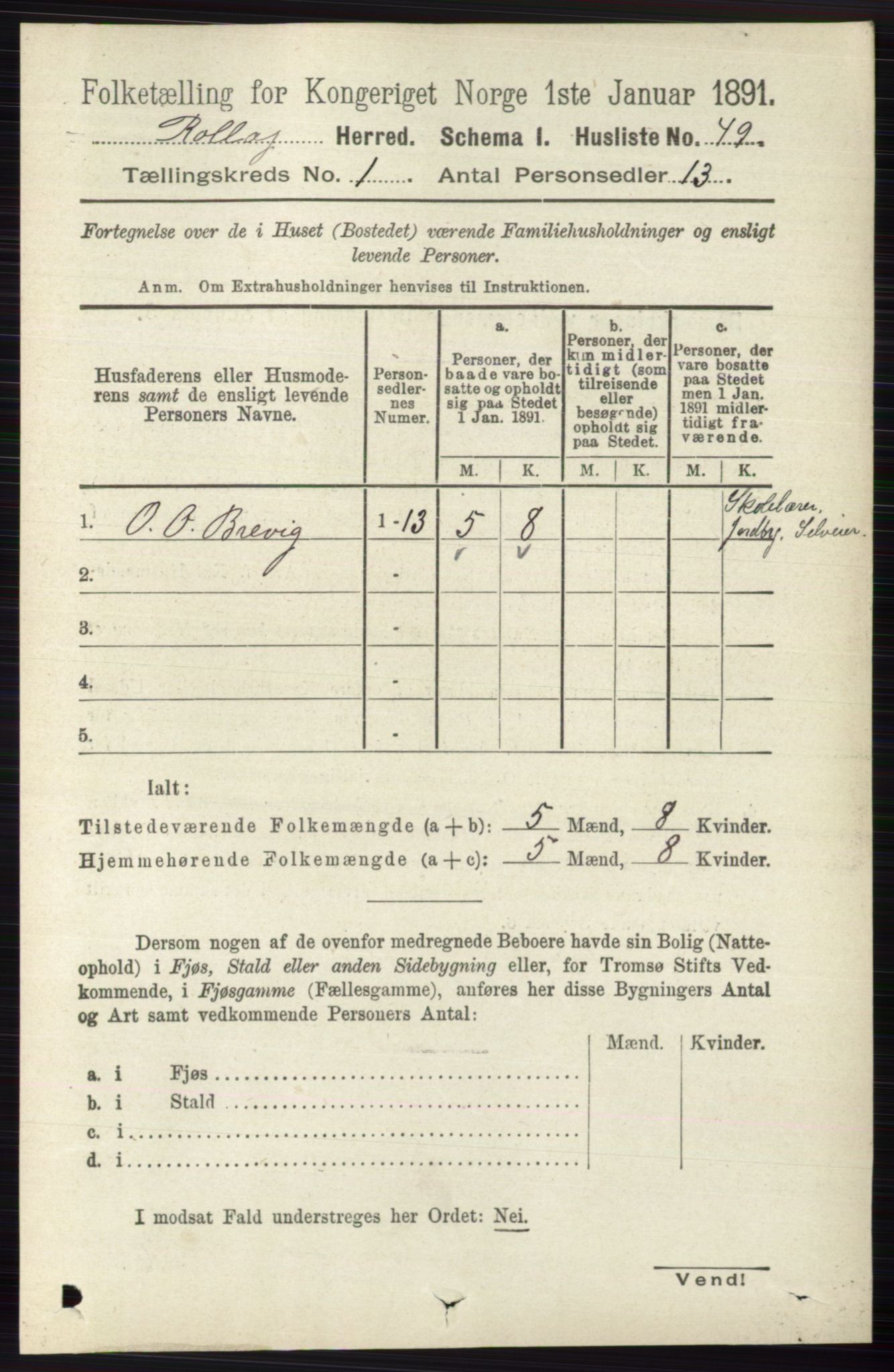 RA, 1891 census for 0632 Rollag, 1891, p. 65