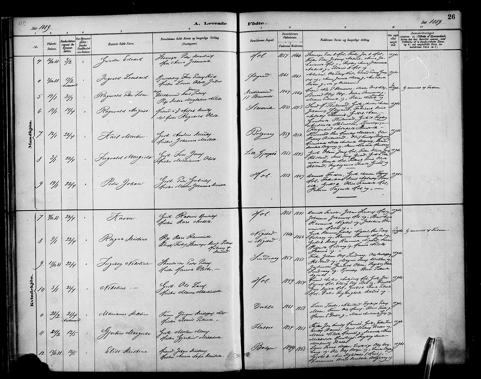 Ministerialprotokoller, klokkerbøker og fødselsregistre - Møre og Romsdal, AV/SAT-A-1454/569/L0819: Parish register (official) no. 569A05, 1885-1899, p. 26