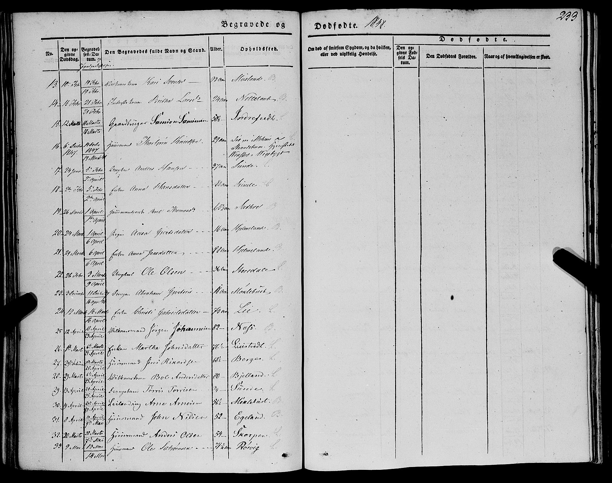 Kvinnherad sokneprestembete, SAB/A-76401/H/Haa: Parish register (official) no. A 7, 1843-1853, p. 233