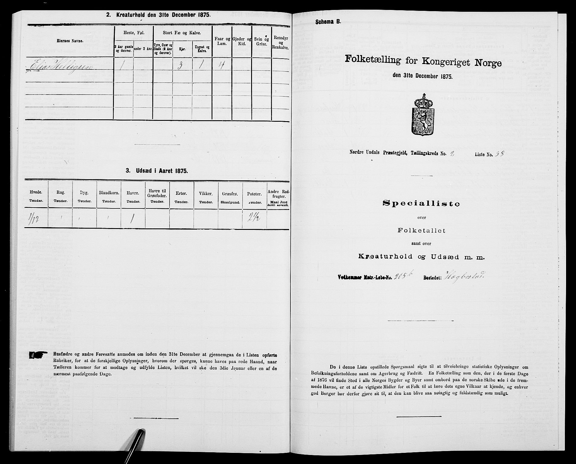 SAK, 1875 census for 1028P Nord-Audnedal, 1875, p. 243