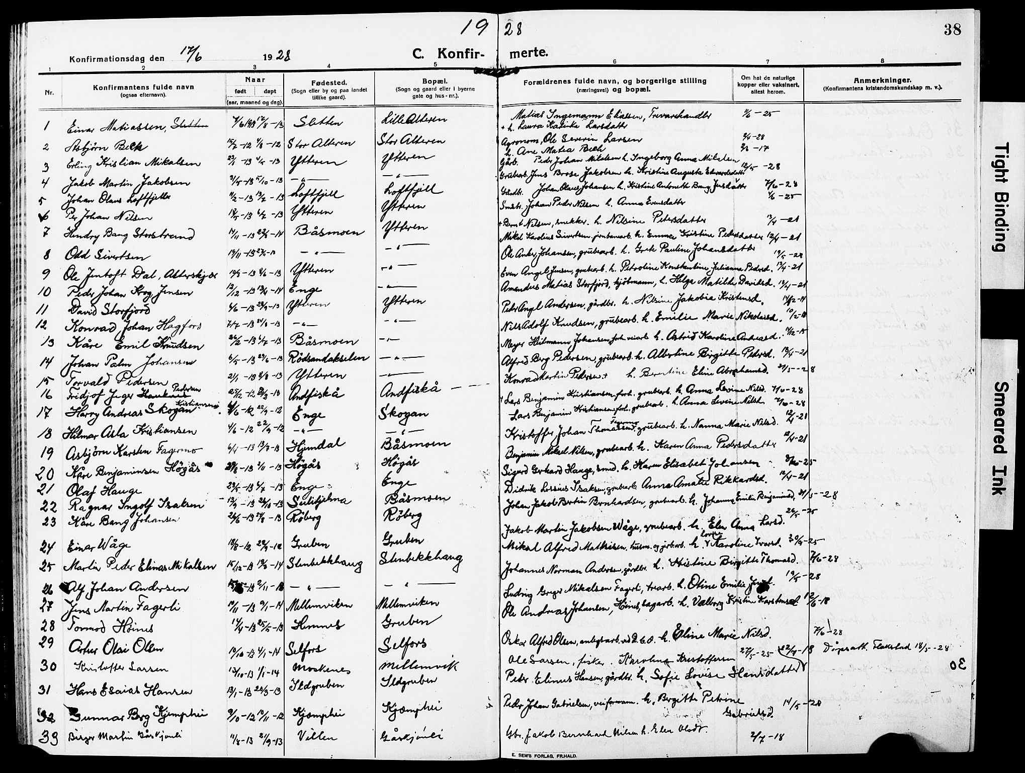 Ministerialprotokoller, klokkerbøker og fødselsregistre - Nordland, SAT/A-1459/827/L0424: Parish register (copy) no. 827C13, 1921-1930, p. 38
