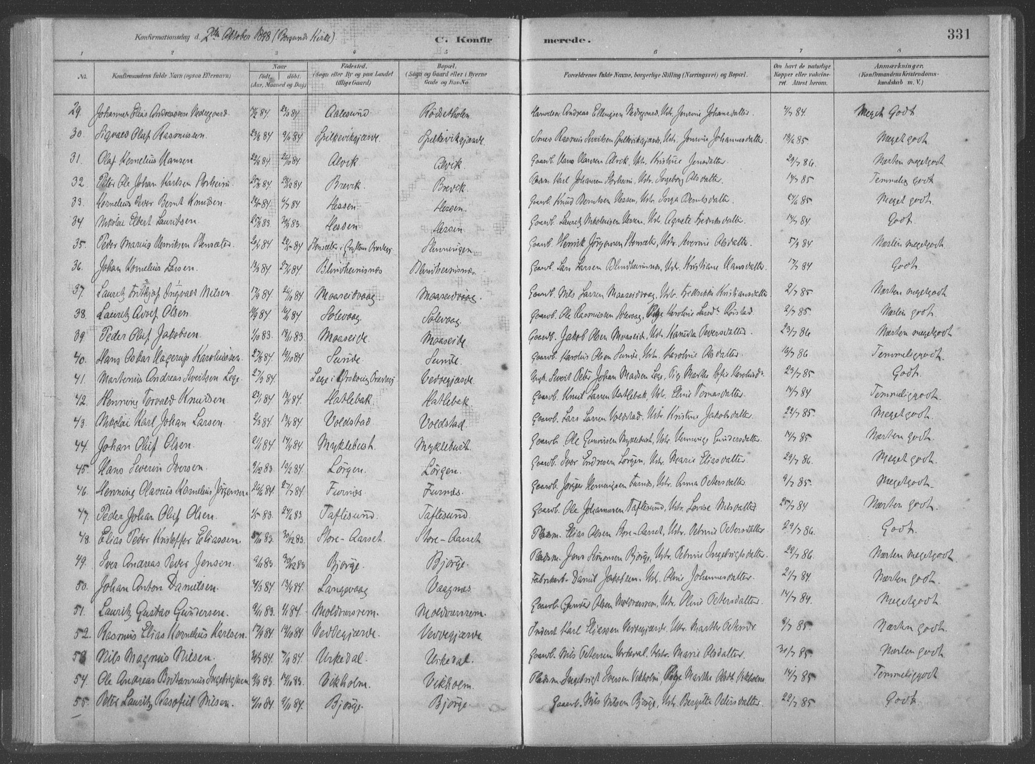 Ministerialprotokoller, klokkerbøker og fødselsregistre - Møre og Romsdal, AV/SAT-A-1454/528/L0402: Parish register (official) no. 528A12II, 1880-1903, p. 331