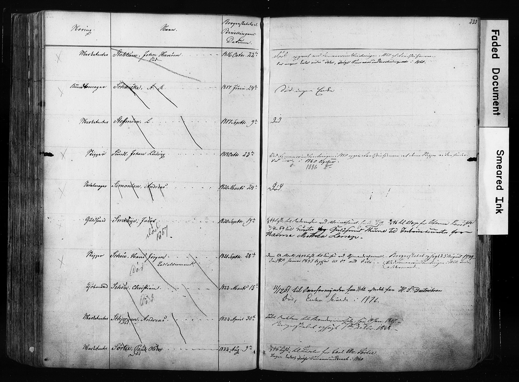 Kristiania magistrat, AV/SAO-A-10711/F/Fb/L0003: Borgerrulle, 1842-1860, p. 238
