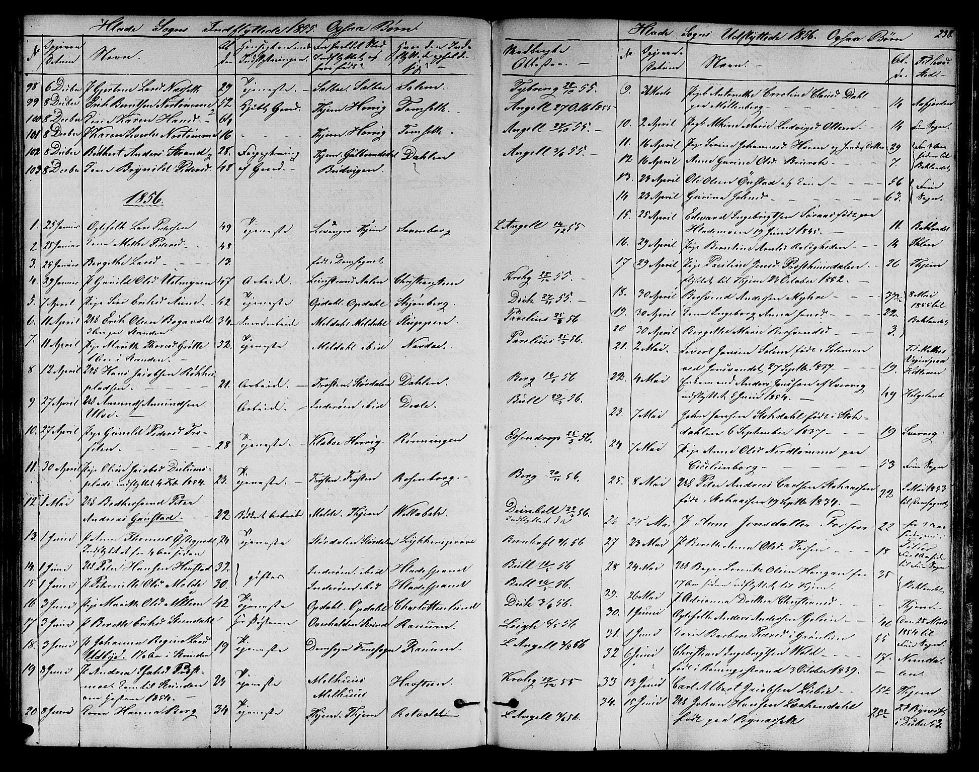 Ministerialprotokoller, klokkerbøker og fødselsregistre - Sør-Trøndelag, SAT/A-1456/606/L0310: Parish register (copy) no. 606C06, 1850-1859, p. 238