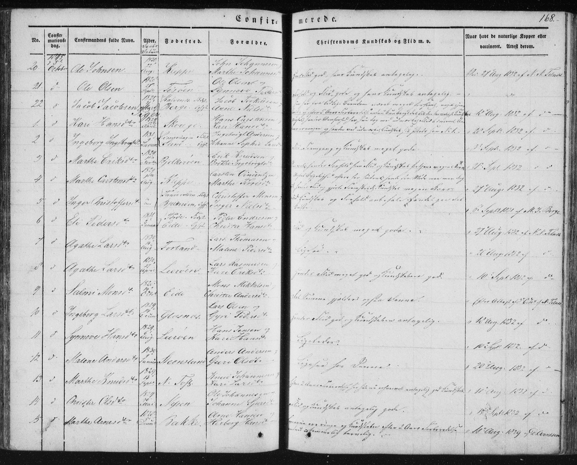 Sund sokneprestembete, AV/SAB-A-99930: Parish register (official) no. A 13, 1835-1849, p. 168