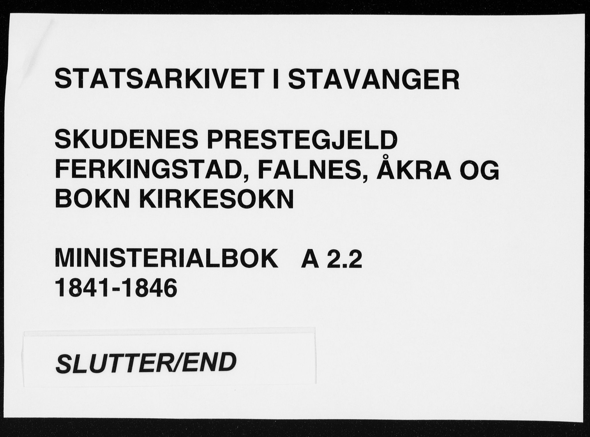 Skudenes sokneprestkontor, AV/SAST-A -101849/H/Ha/Haa/L0003: Parish register (official) no. A 2.2, 1841-1846