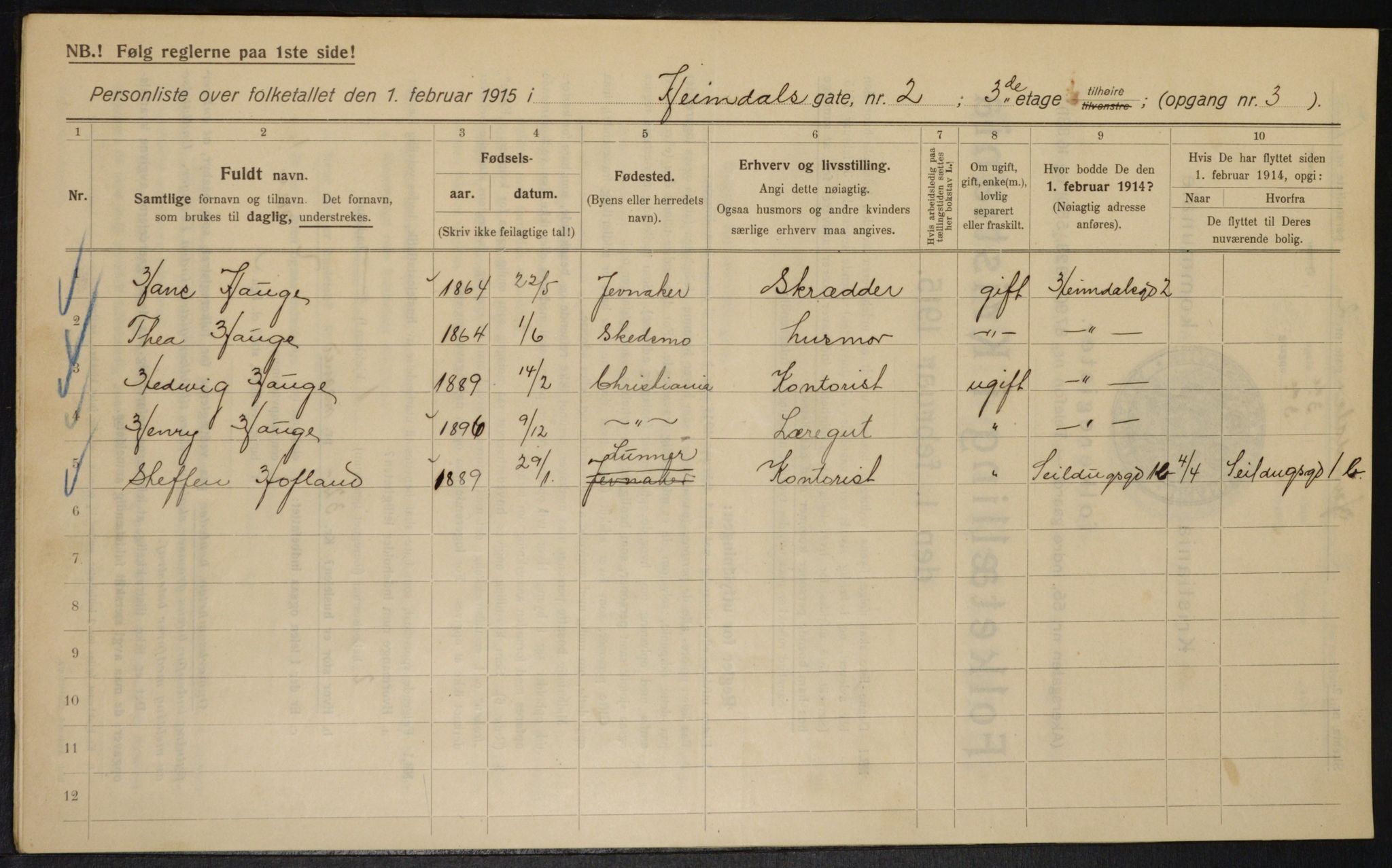 OBA, Municipal Census 1915 for Kristiania, 1915, p. 36203