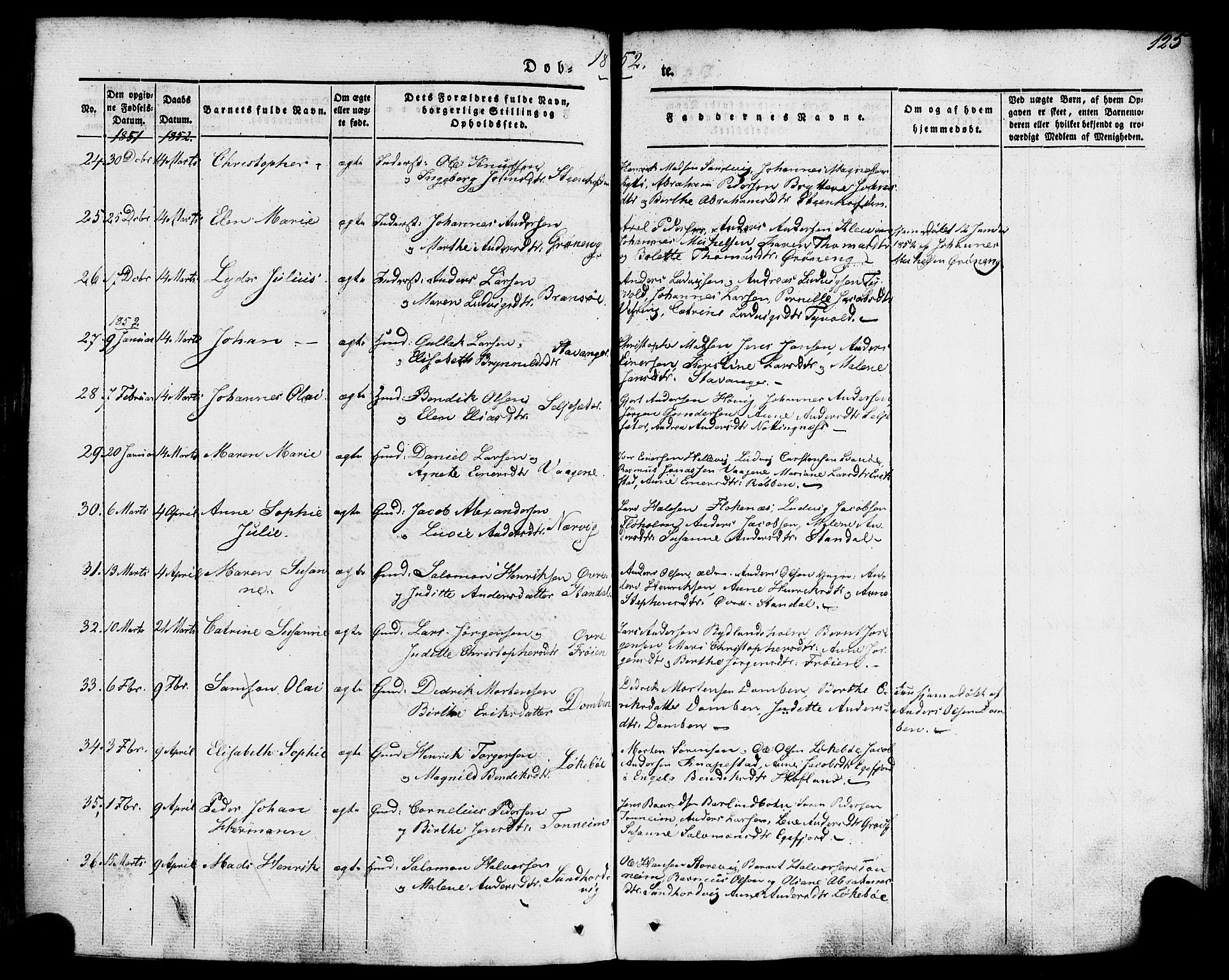 Kinn sokneprestembete, SAB/A-80801/H/Haa/Haaa/L0005: Parish register (official) no. A 5, 1841-1857, p. 125
