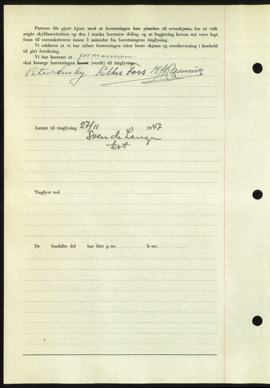 Fosen sorenskriveri, AV/SAT-A-1107/1/2/2C: Mortgage book no. A7-9, 1947-1949, Diary no: : 1610/1947