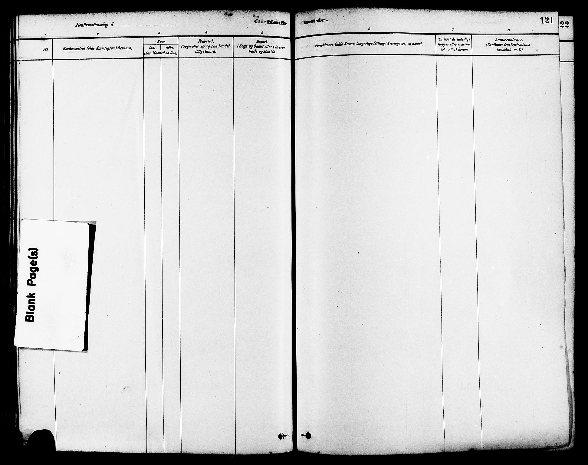 Haugesund sokneprestkontor, AV/SAST-A -101863/H/Ha/Haa/L0003: Parish register (official) no. A 3, 1885-1890, p. 121