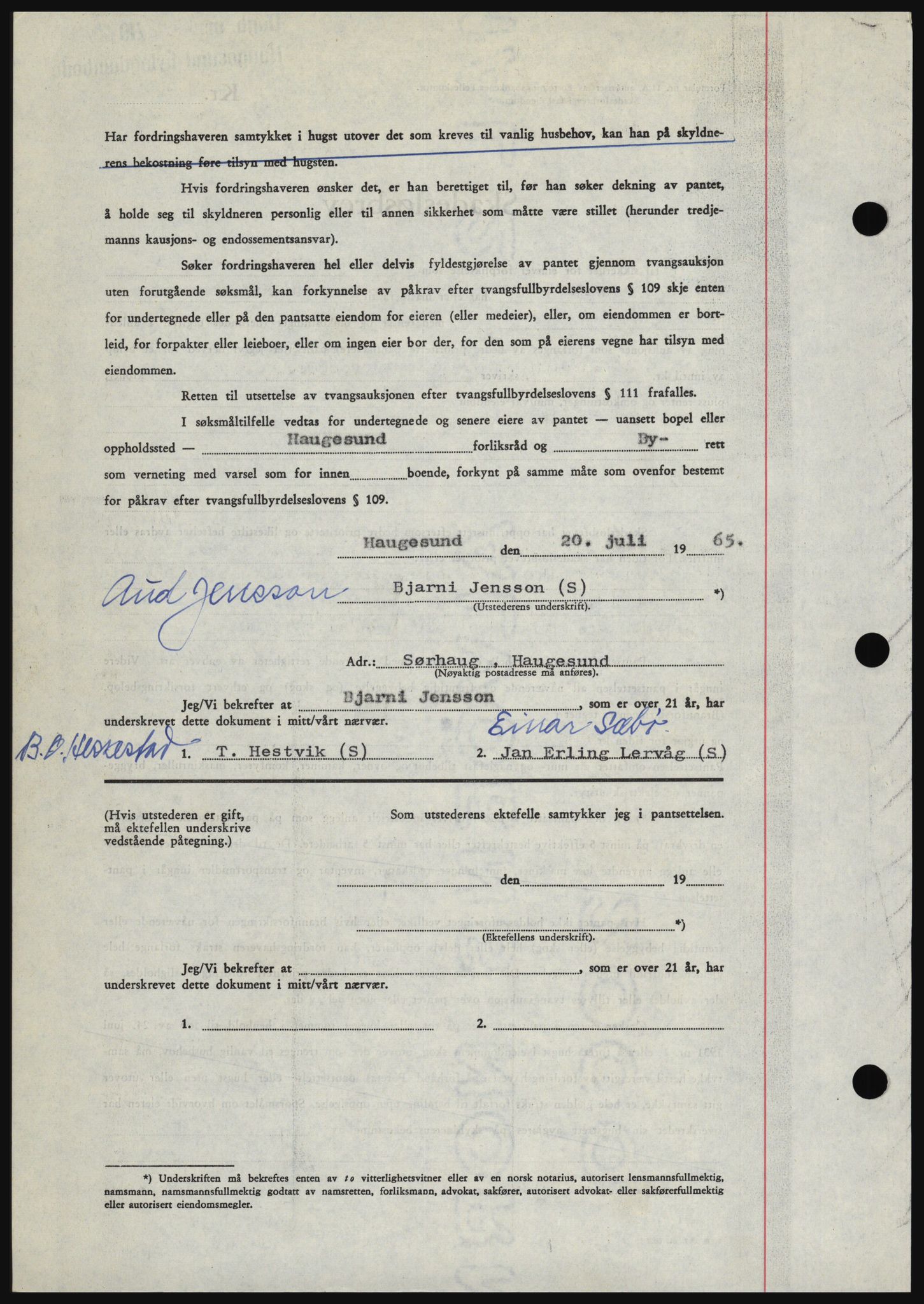 Haugesund tingrett, SAST/A-101415/01/II/IIC/L0053: Mortgage book no. B 53, 1965-1965, Diary no: : 1742/1965