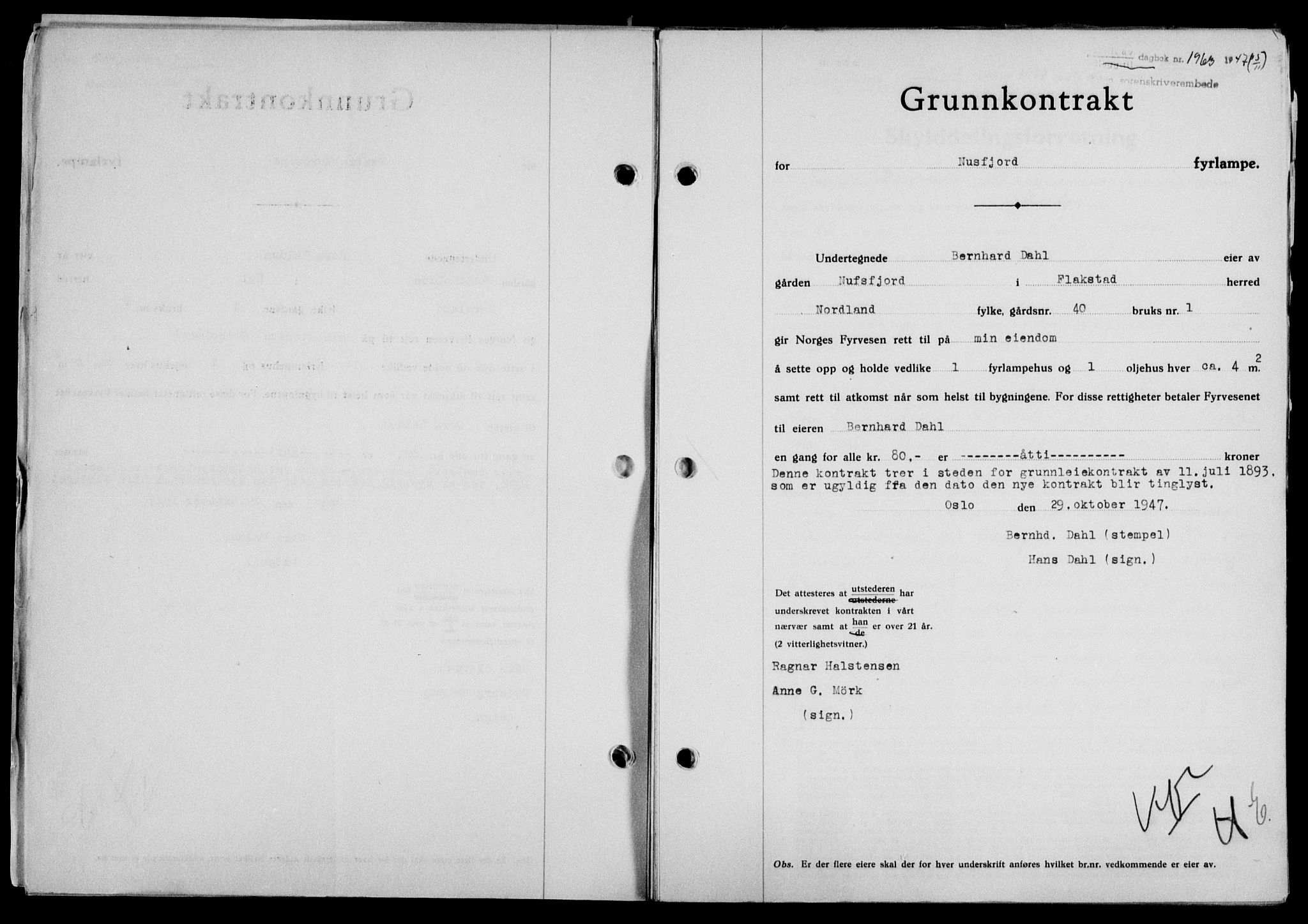 Lofoten sorenskriveri, SAT/A-0017/1/2/2C/L0017a: Mortgage book no. 17a, 1947-1948, Diary no: : 1963/1947