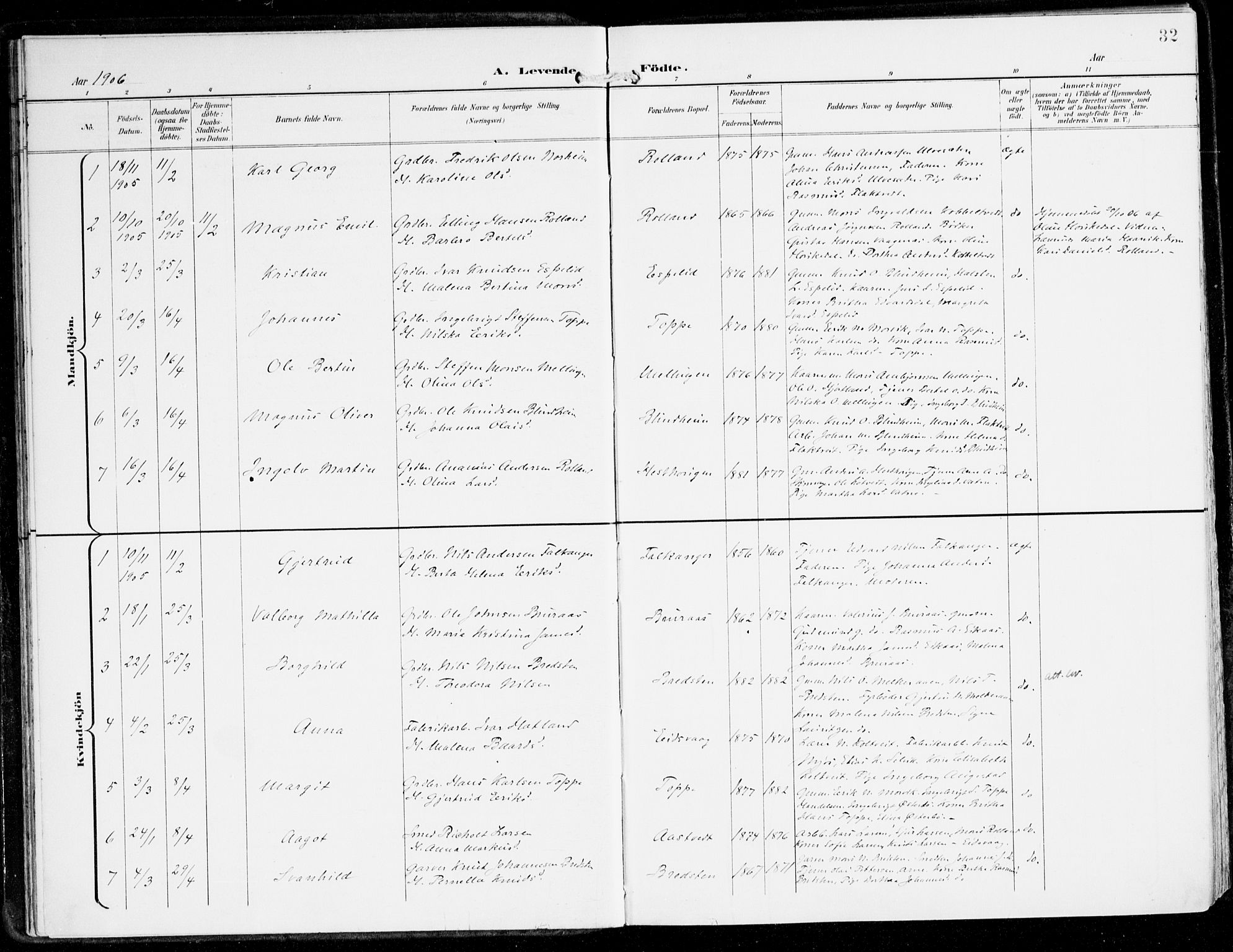 Hamre sokneprestembete, SAB/A-75501/H/Ha/Haa/Haad/L0002: Parish register (official) no. D 2, 1899-1916, p. 32