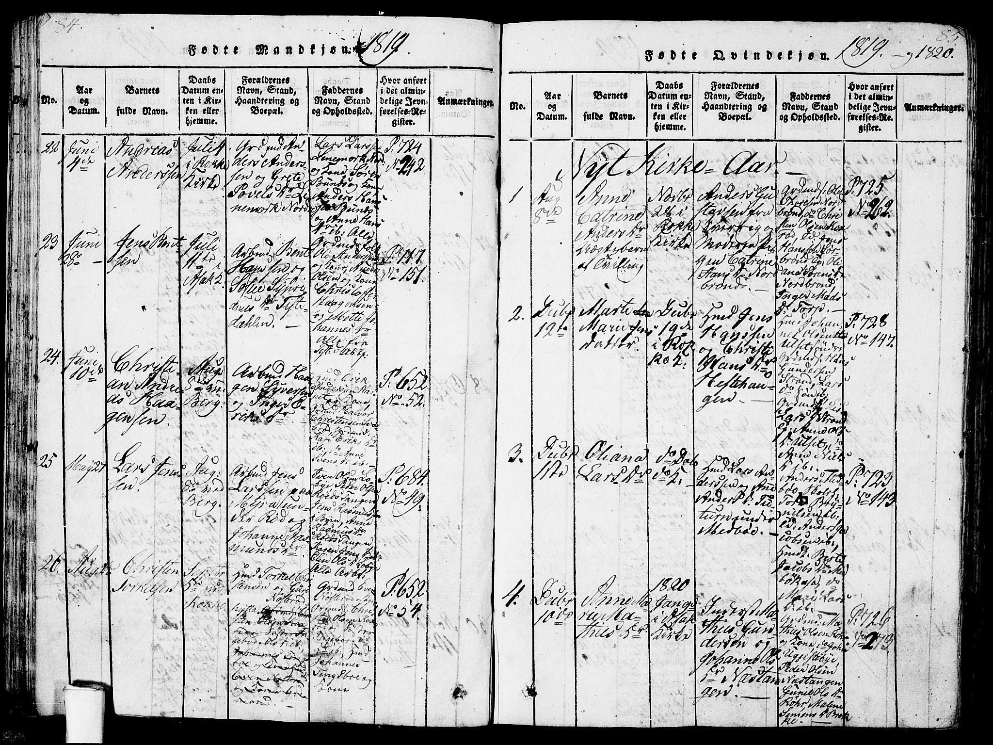 Berg prestekontor Kirkebøker, SAO/A-10902/G/Ga/L0001: Parish register (copy) no. I 1, 1815-1832, p. 84-85