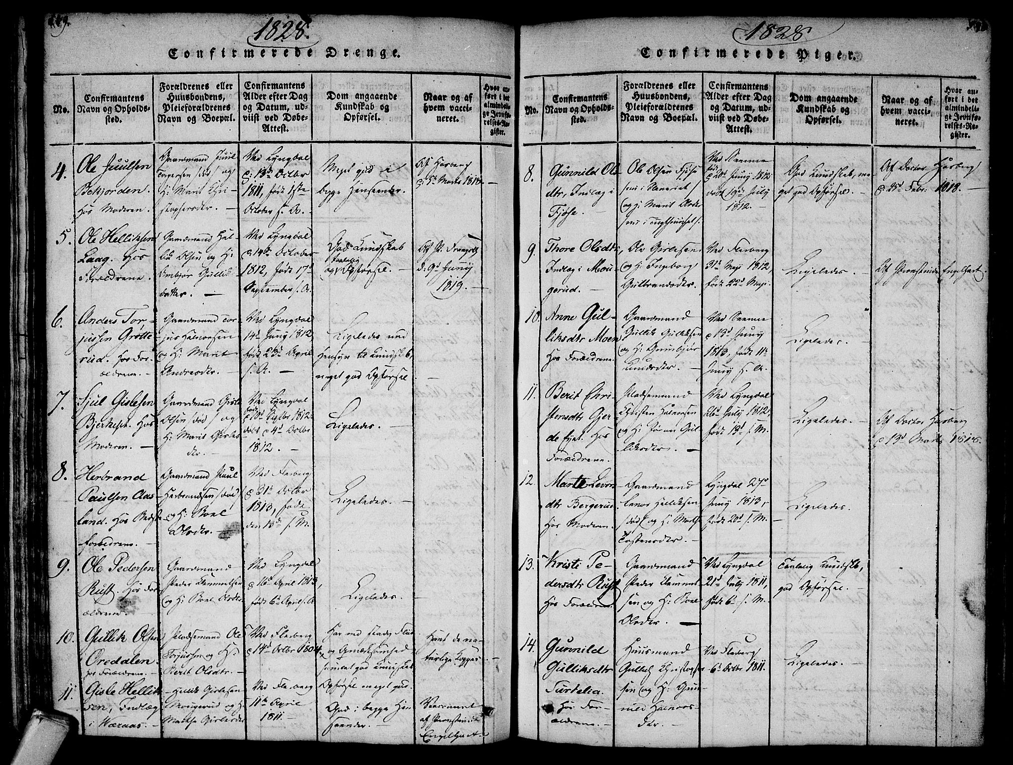 Flesberg kirkebøker, AV/SAKO-A-18/F/Fa/L0005: Parish register (official) no. I 5, 1816-1834, p. 539-540