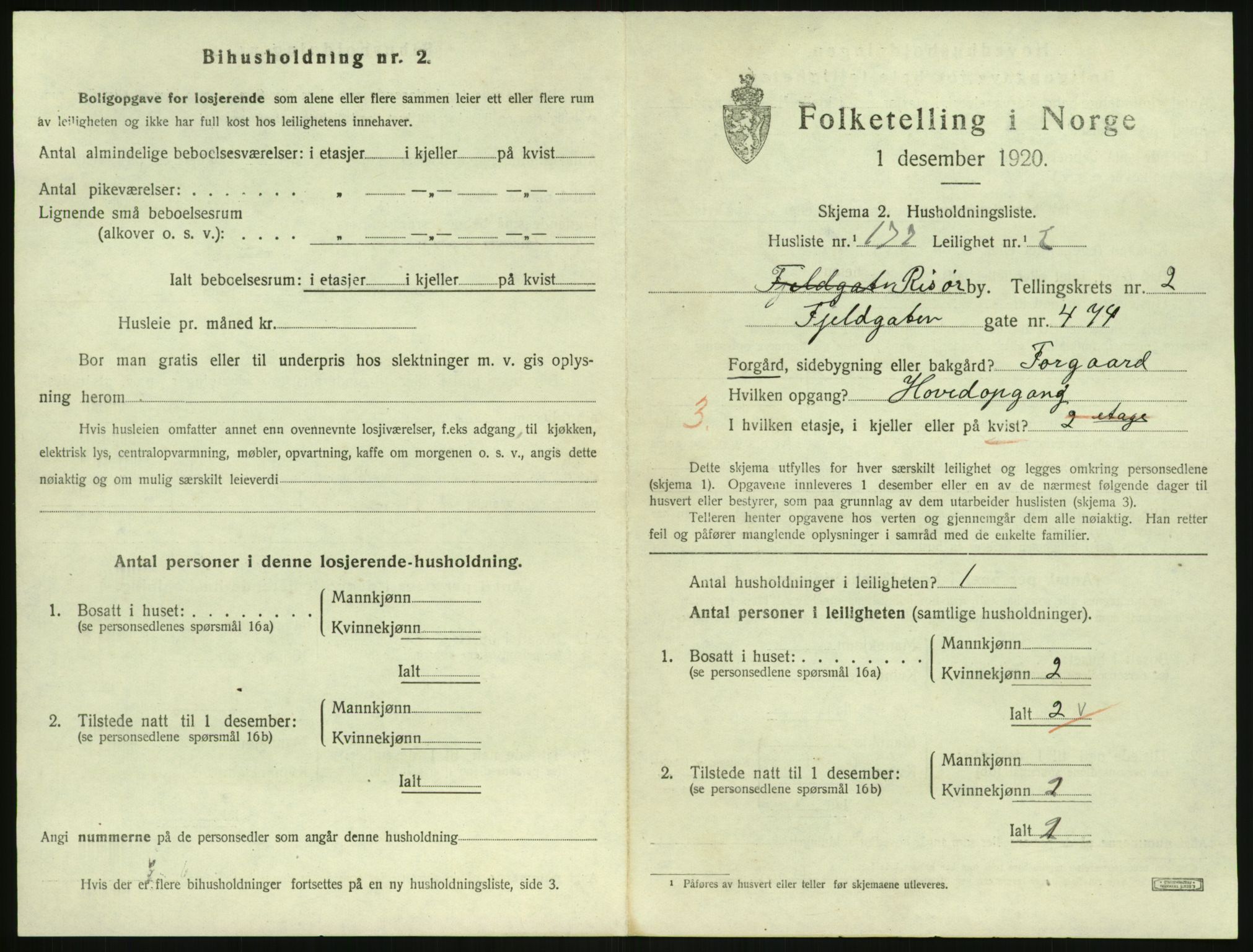 SAK, 1920 census for Risør, 1920, p. 2457