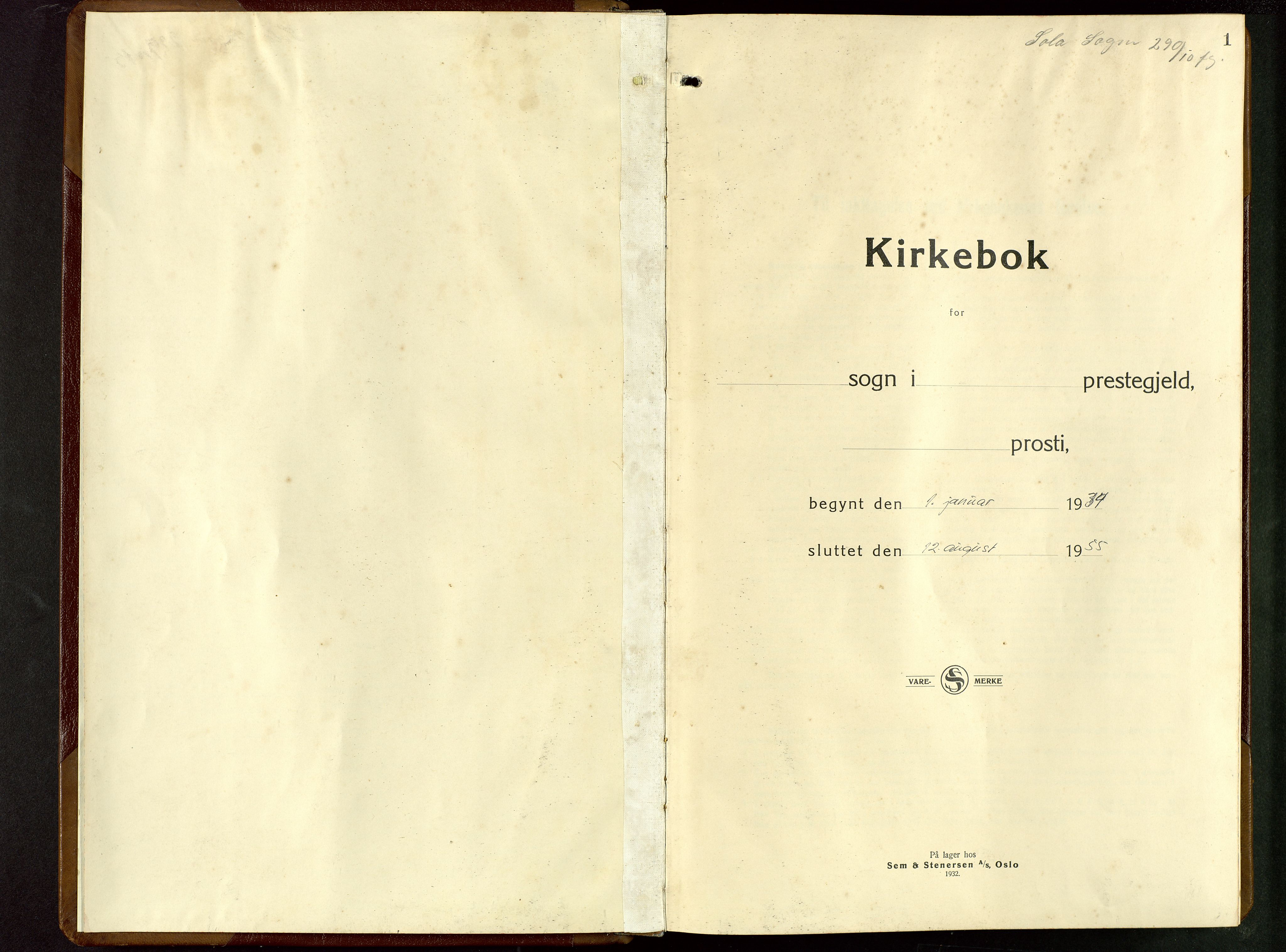 Håland sokneprestkontor, AV/SAST-A-101802/001/30BB/L0005: Parish register (copy) no. B 5, 1934-1955, p. 1