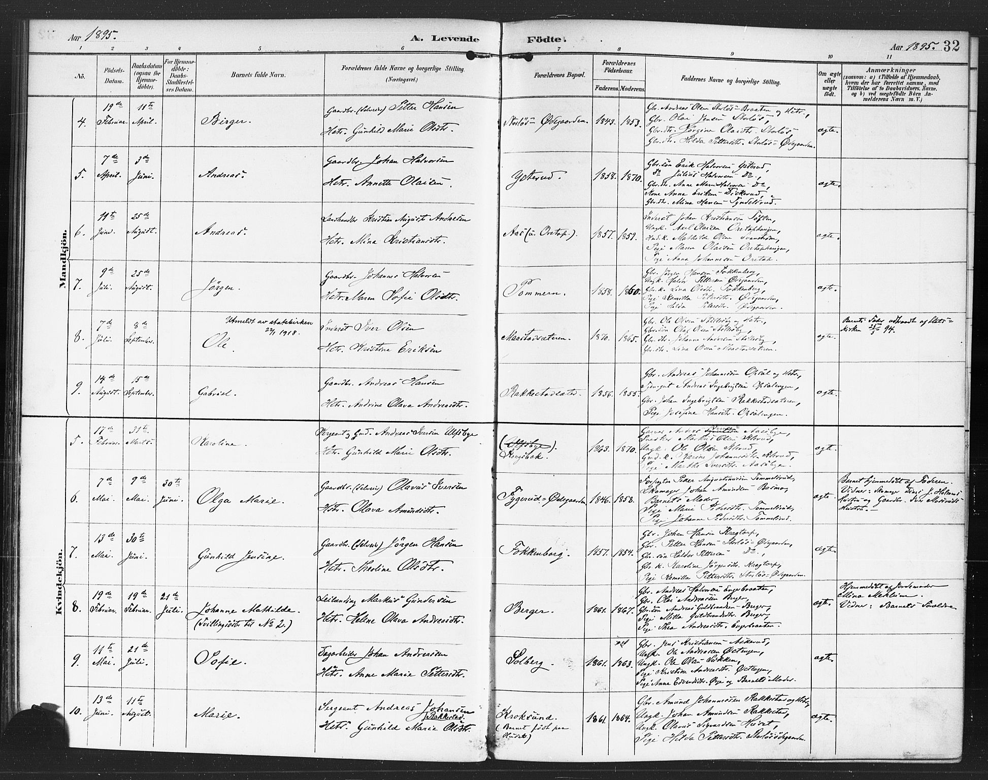 Rødenes prestekontor Kirkebøker, AV/SAO-A-2005/F/Fa/L0010: Parish register (official) no. I 10, 1890-1900, p. 32