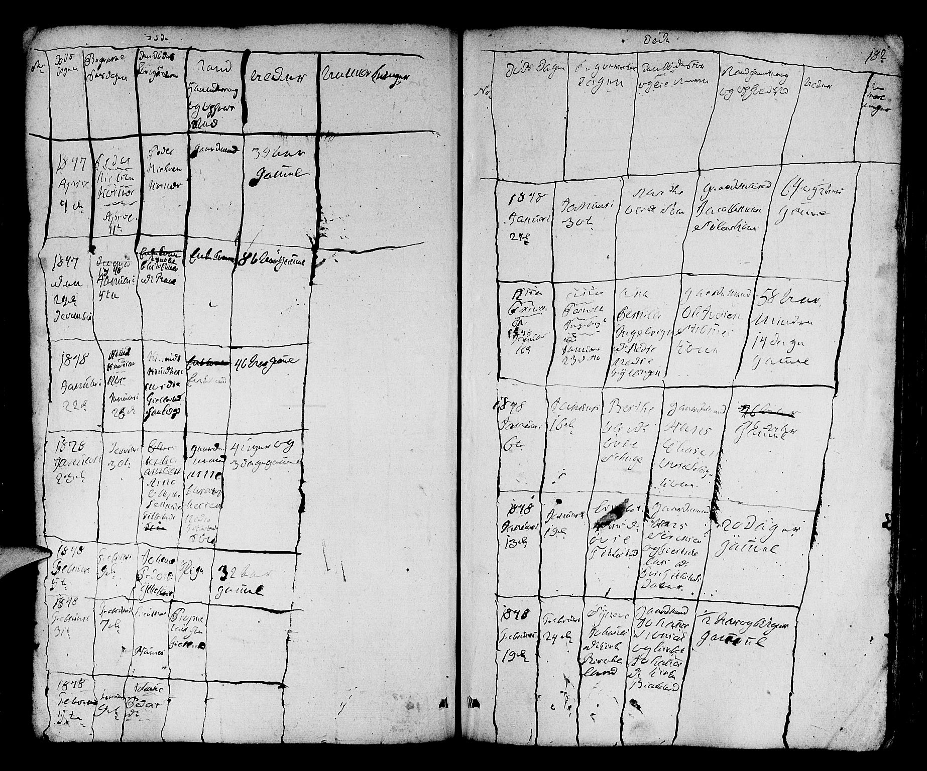 Fana Sokneprestembete, AV/SAB-A-75101/H/Hab/Habb/L0001: Parish register (copy) no. B 1, 1837-1855, p. 182