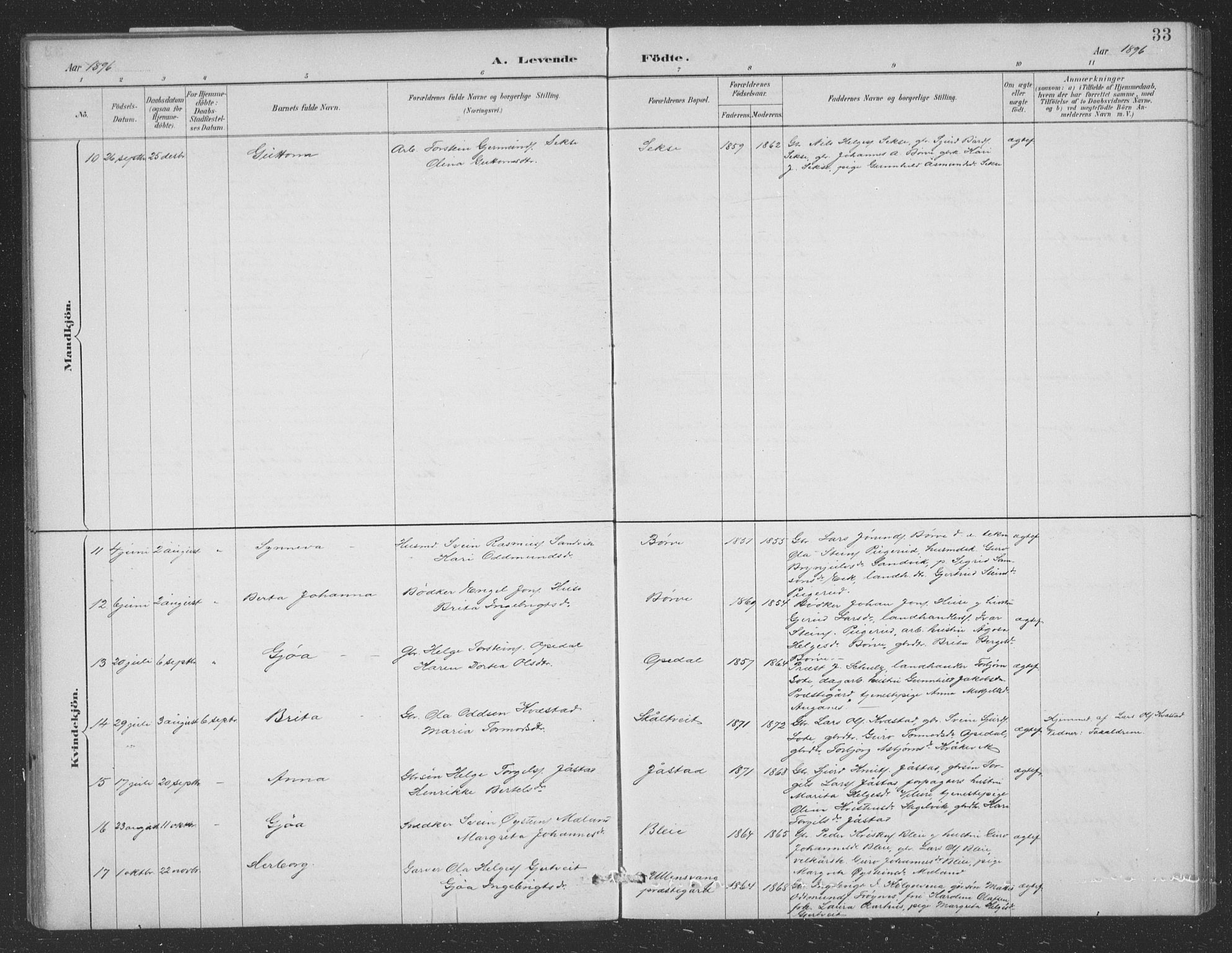 Ullensvang sokneprestembete, AV/SAB-A-78701/H/Hab: Parish register (copy) no. B 11, 1887-1939, p. 33