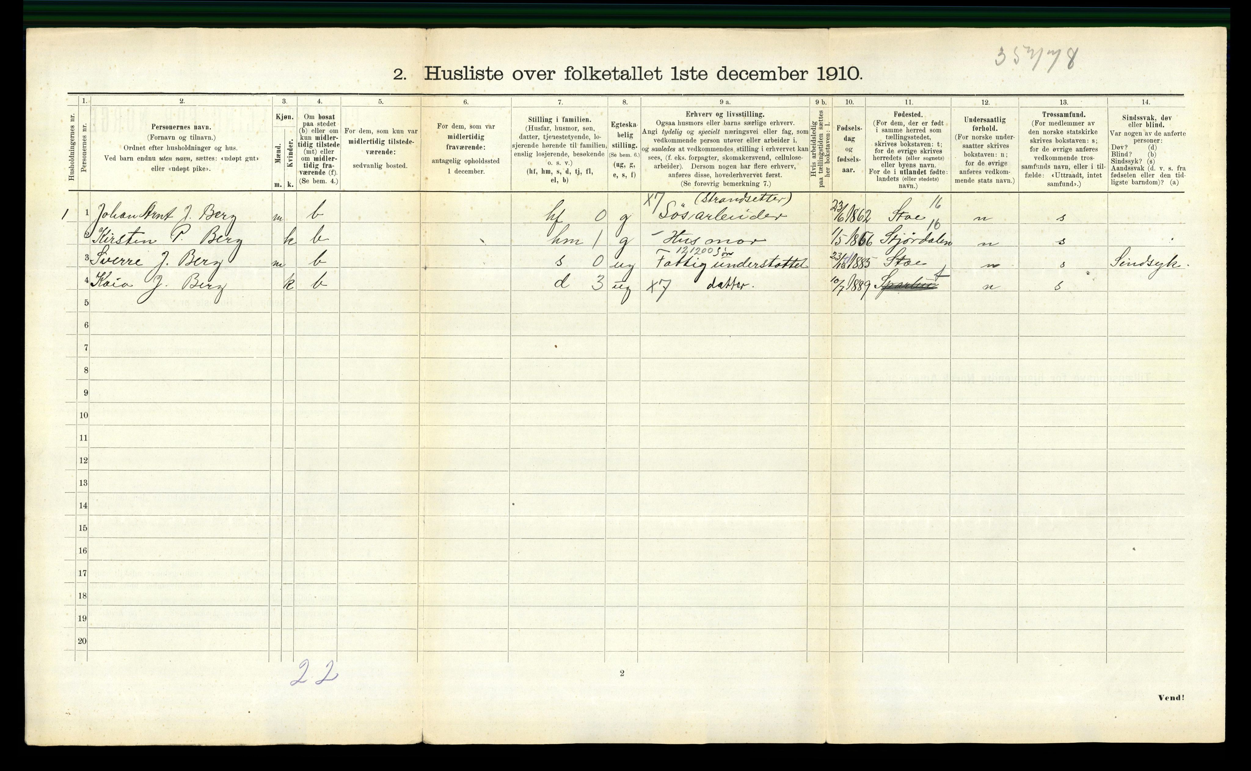 RA, 1910 census for Sparbu, 1910, p. 637