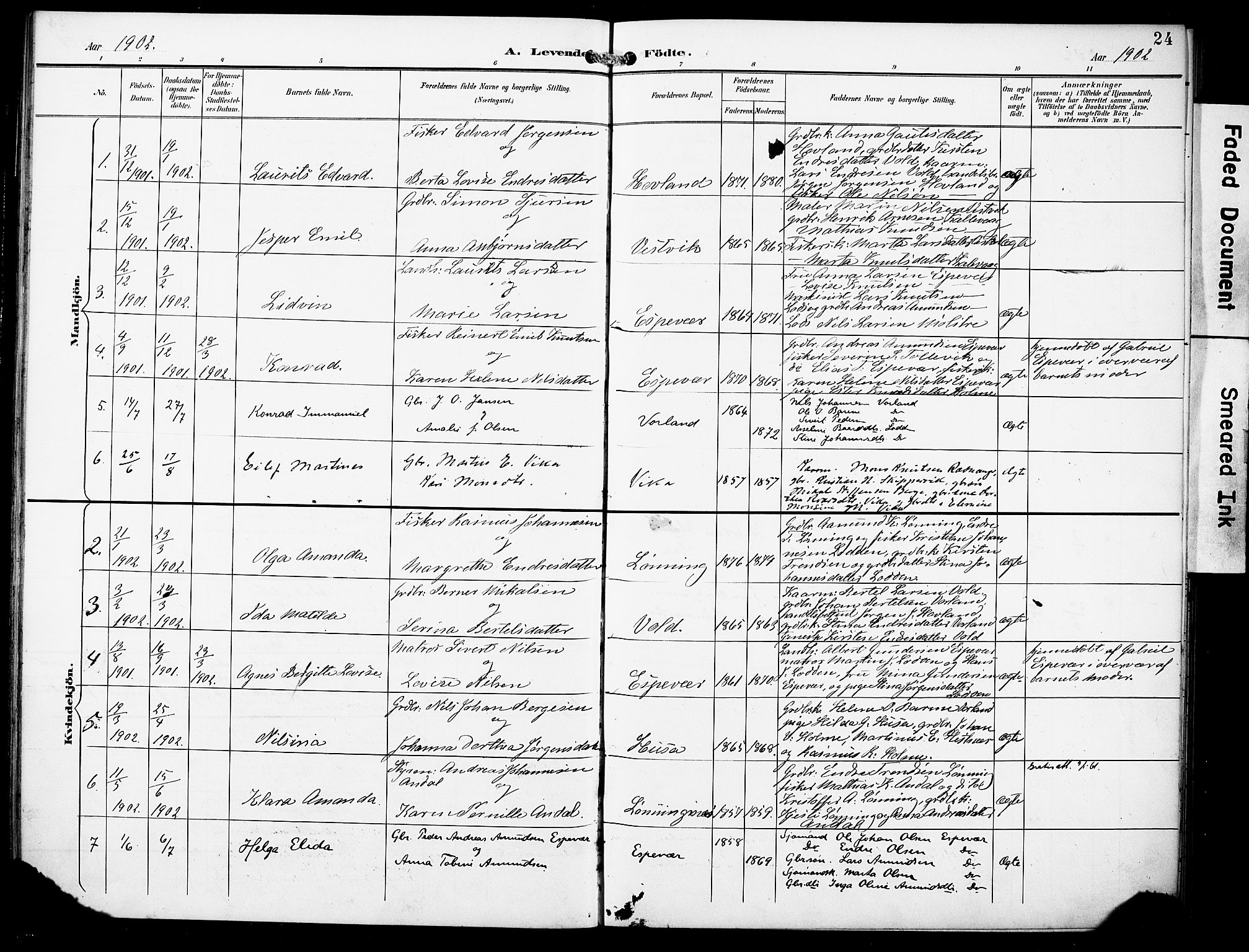 Finnås sokneprestembete, SAB/A-99925/H/Ha/Haa/Haad/L0002: Parish register (official) no. D 2, 1895-1906, p. 24