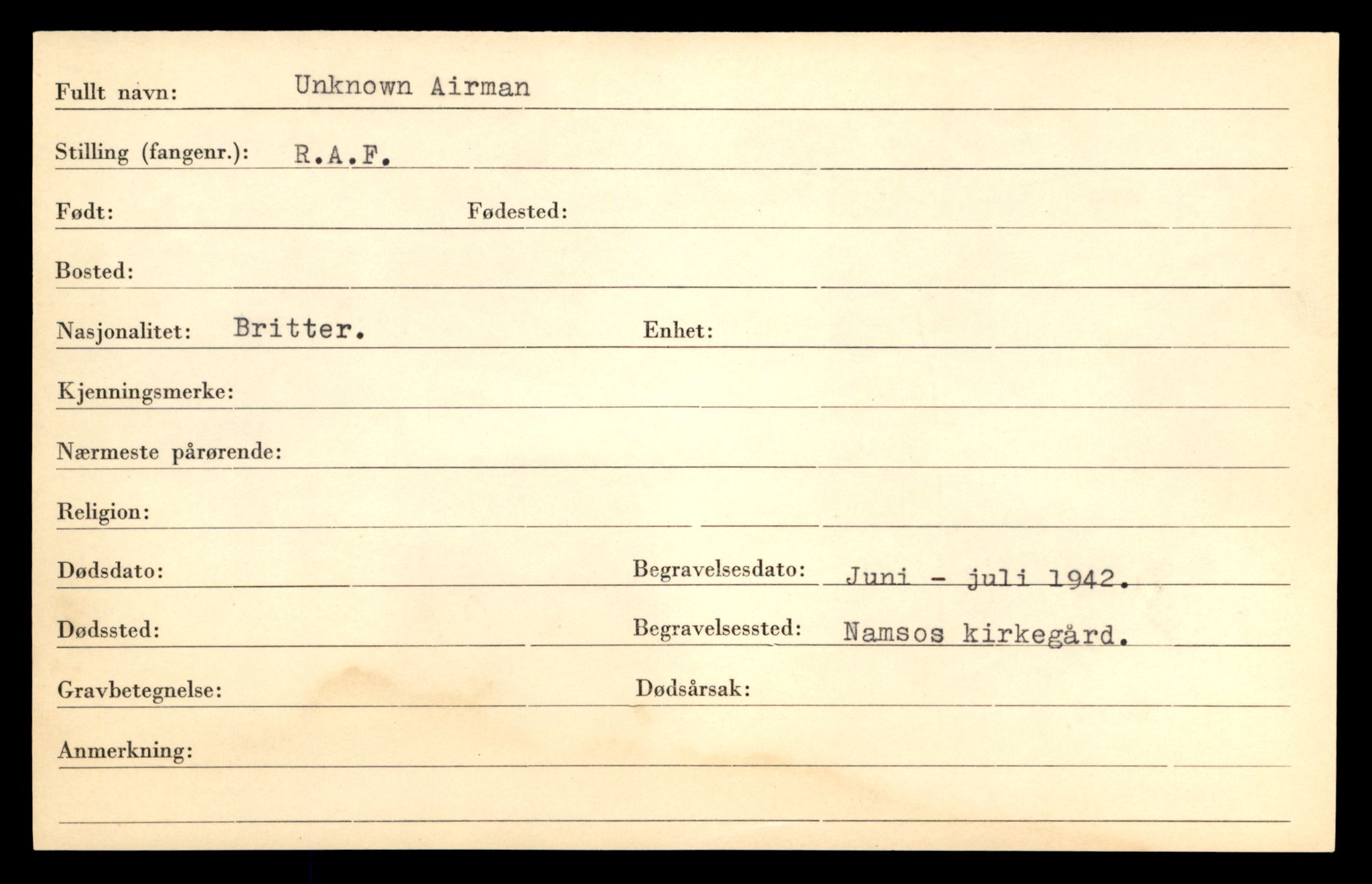 Distriktskontoret for krigsgraver, AV/SAT-A-5030/E/L0005: Kasett/kartotek over falne Britiske og tyske solater, samt andre nasjoners krigsgraver, 1945, p. 1761