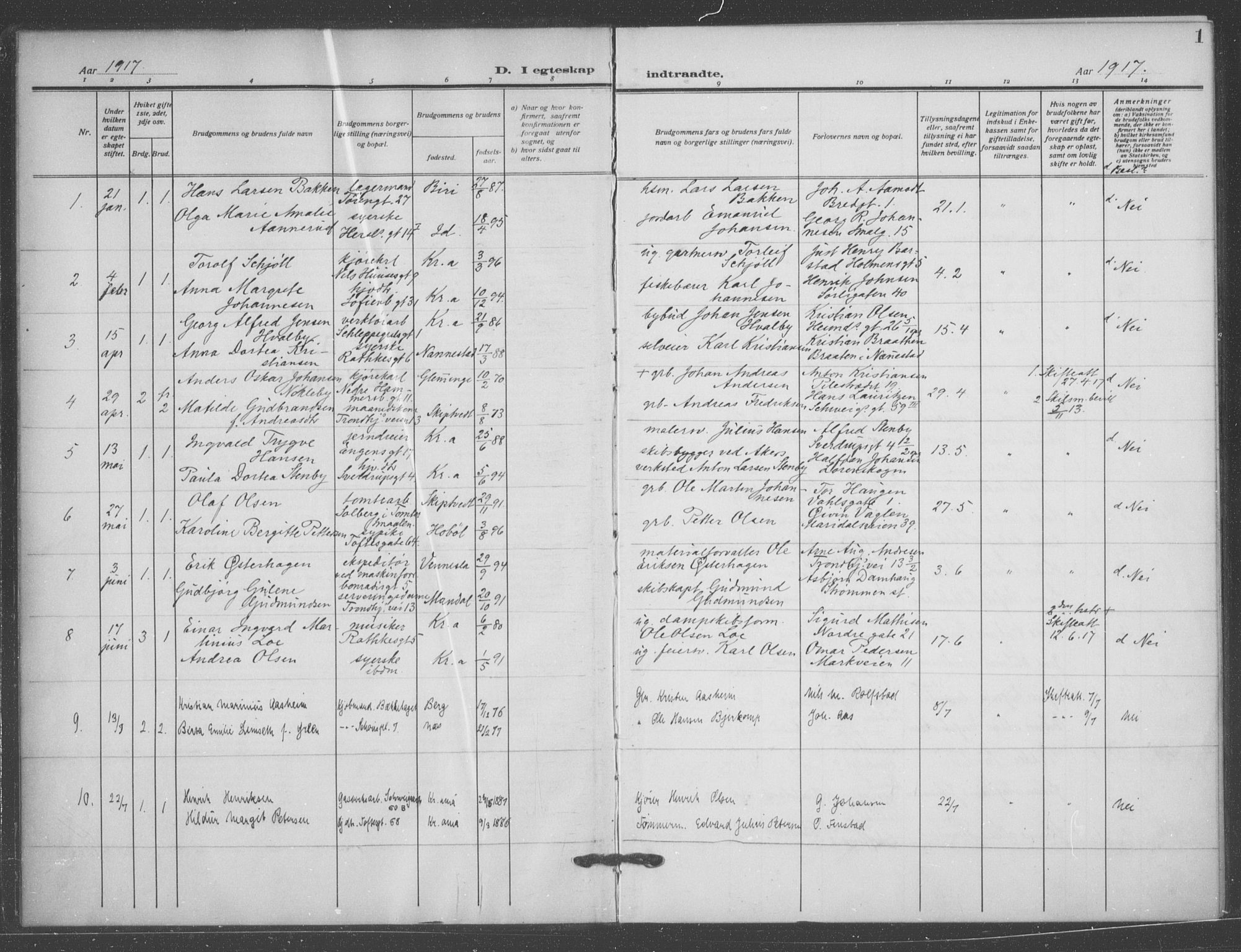Matteus prestekontor Kirkebøker, AV/SAO-A-10870/F/Fa/L0003: Parish register (official) no. 3, 1917-1938, p. 1