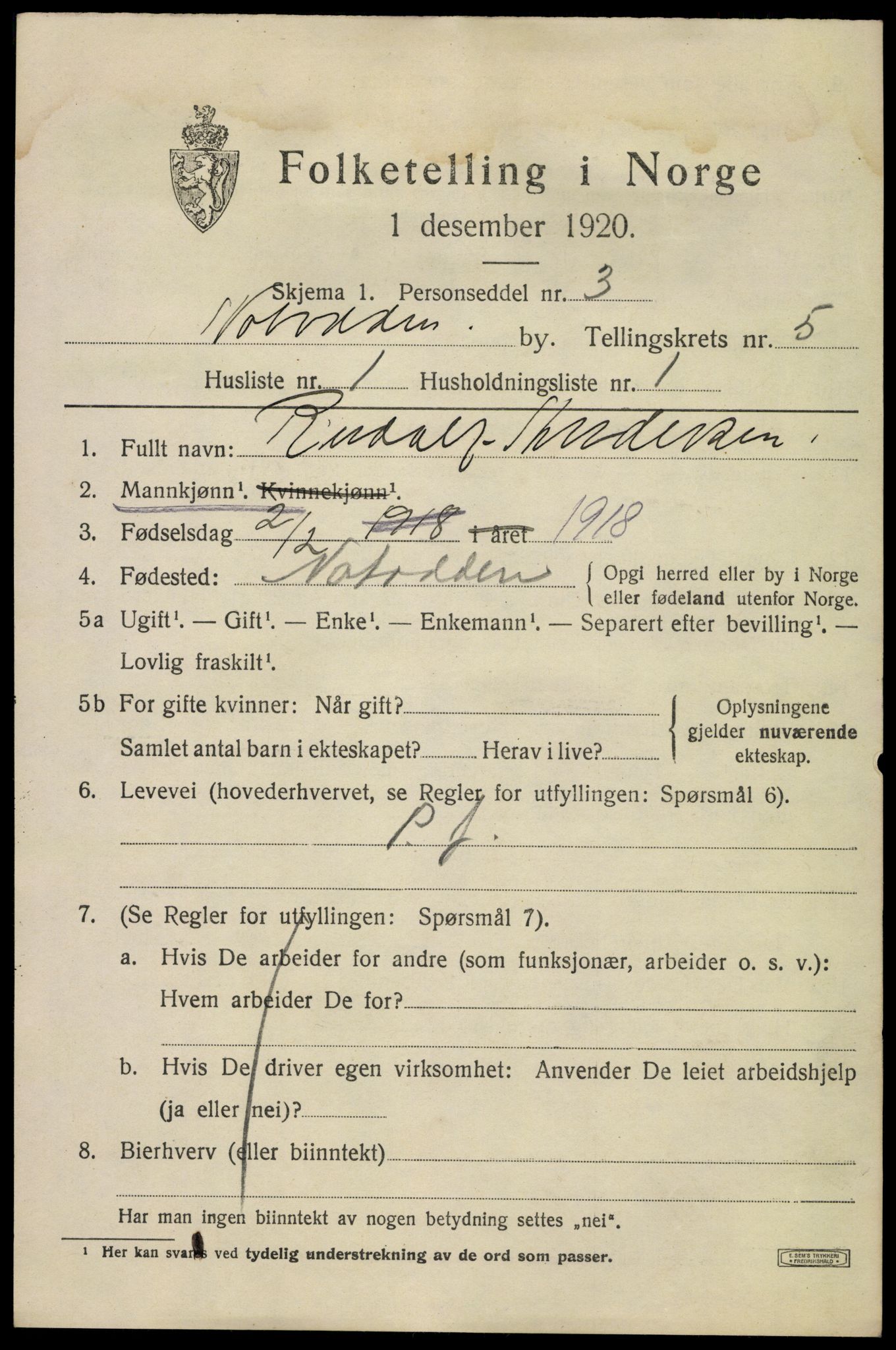 SAKO, 1920 census for Notodden, 1920, p. 11524