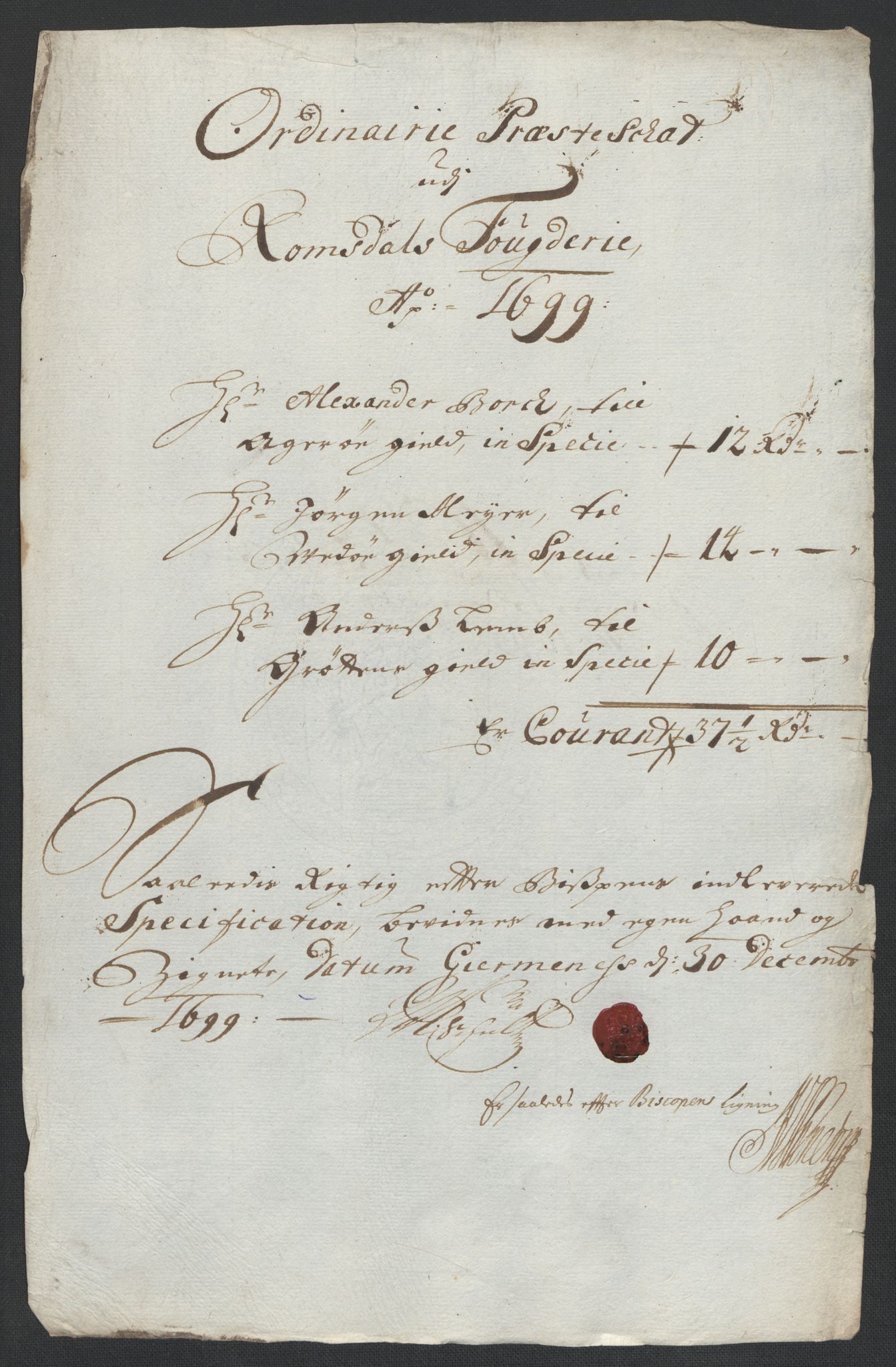 Rentekammeret inntil 1814, Reviderte regnskaper, Fogderegnskap, AV/RA-EA-4092/R55/L3654: Fogderegnskap Romsdal, 1699-1700, p. 100