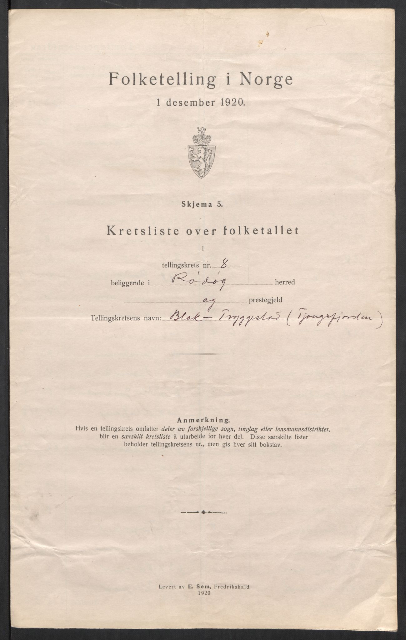 SAT, 1920 census for Rødøy, 1920, p. 27