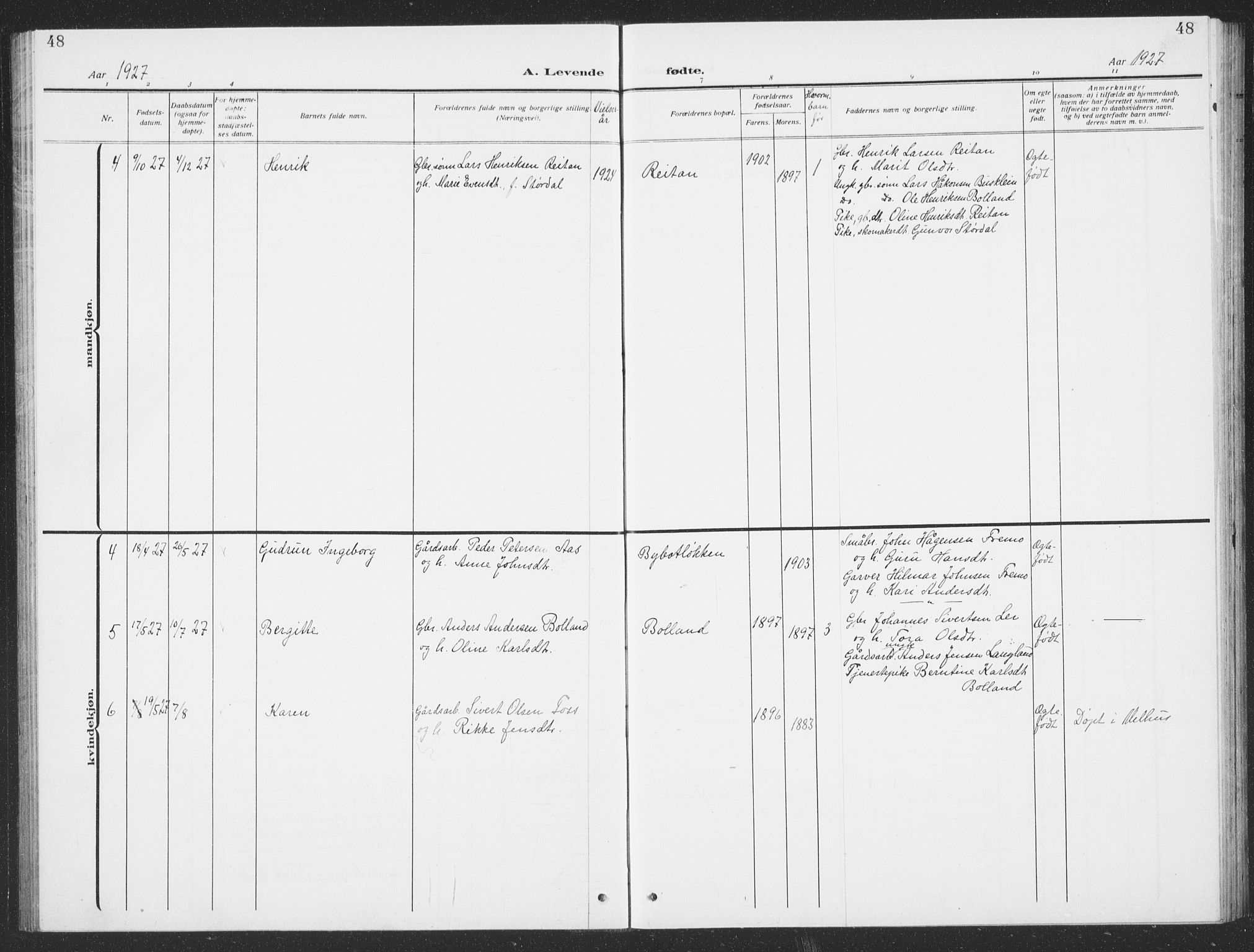 Ministerialprotokoller, klokkerbøker og fødselsregistre - Sør-Trøndelag, SAT/A-1456/693/L1124: Parish register (copy) no. 693C05, 1911-1941, p. 48