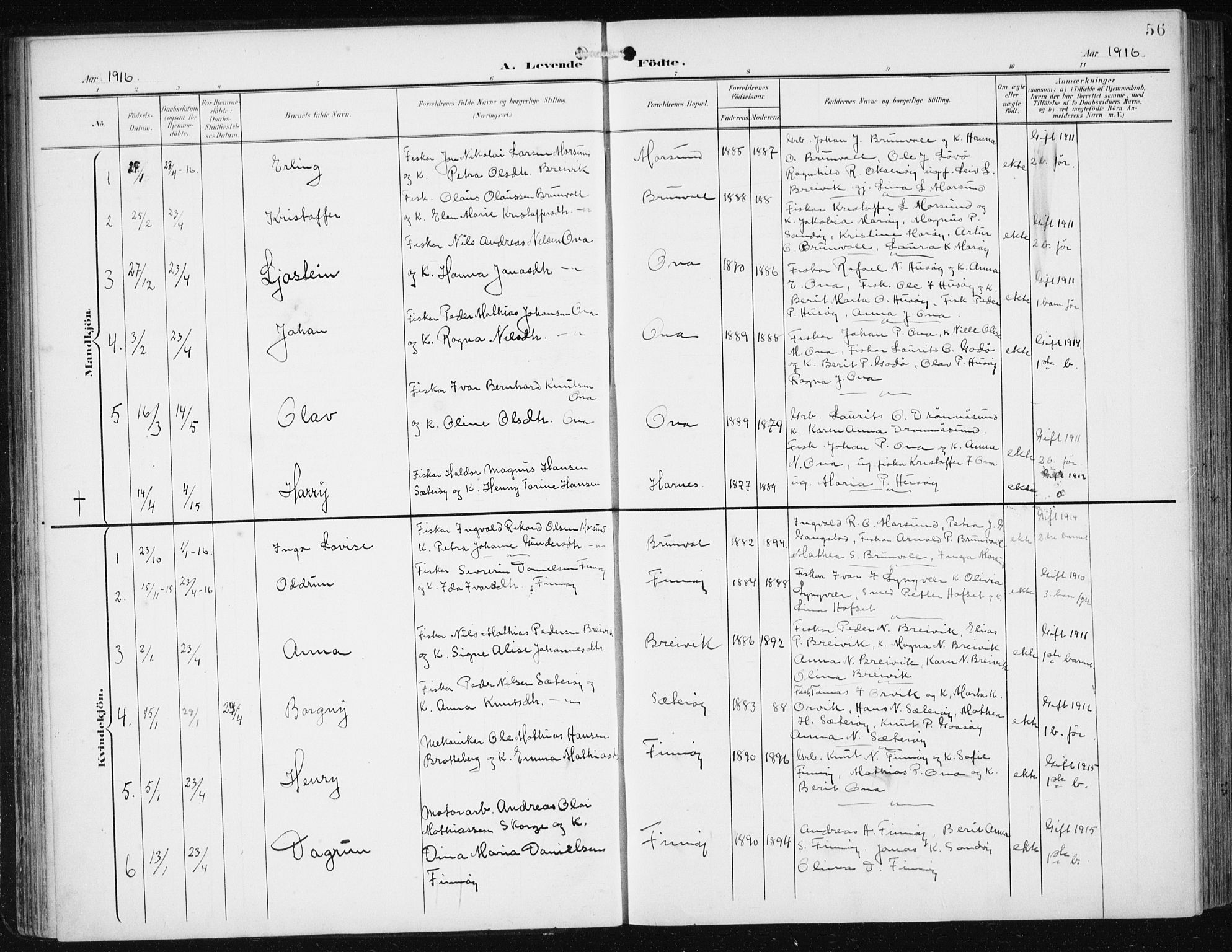 Ministerialprotokoller, klokkerbøker og fødselsregistre - Møre og Romsdal, AV/SAT-A-1454/561/L0733: Parish register (copy) no. 561C03, 1900-1940, p. 56