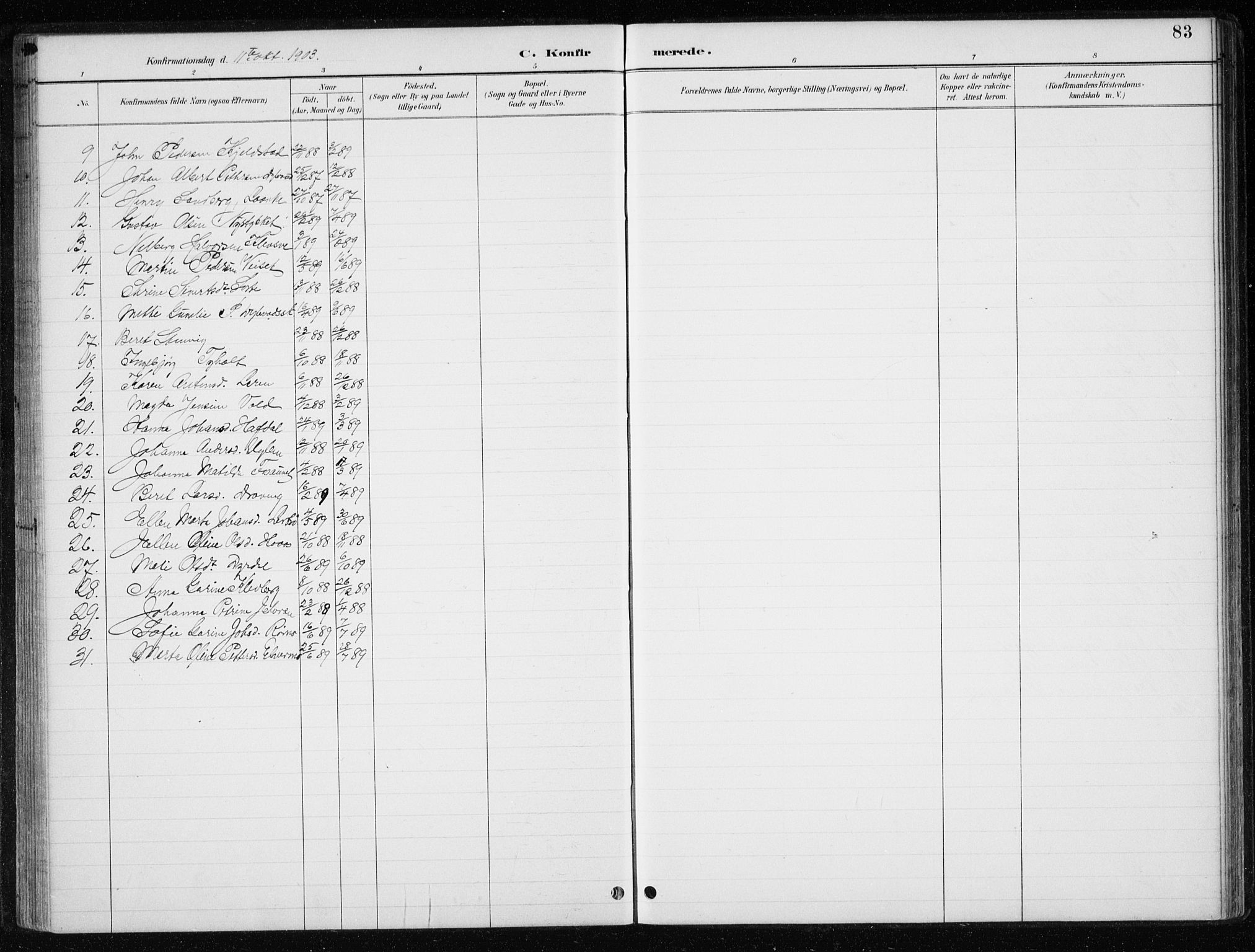 Ministerialprotokoller, klokkerbøker og fødselsregistre - Nord-Trøndelag, SAT/A-1458/710/L0096: Parish register (copy) no. 710C01, 1892-1925, p. 83