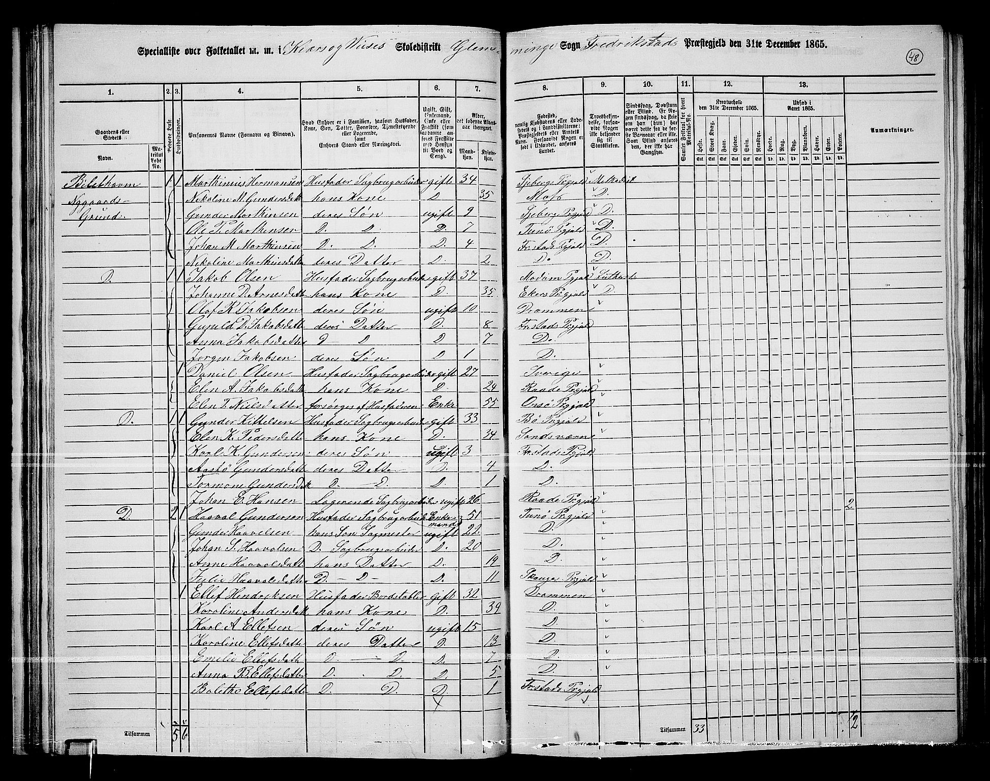 RA, 1865 census for Fredrikstad/Glemmen, 1865, p. 46