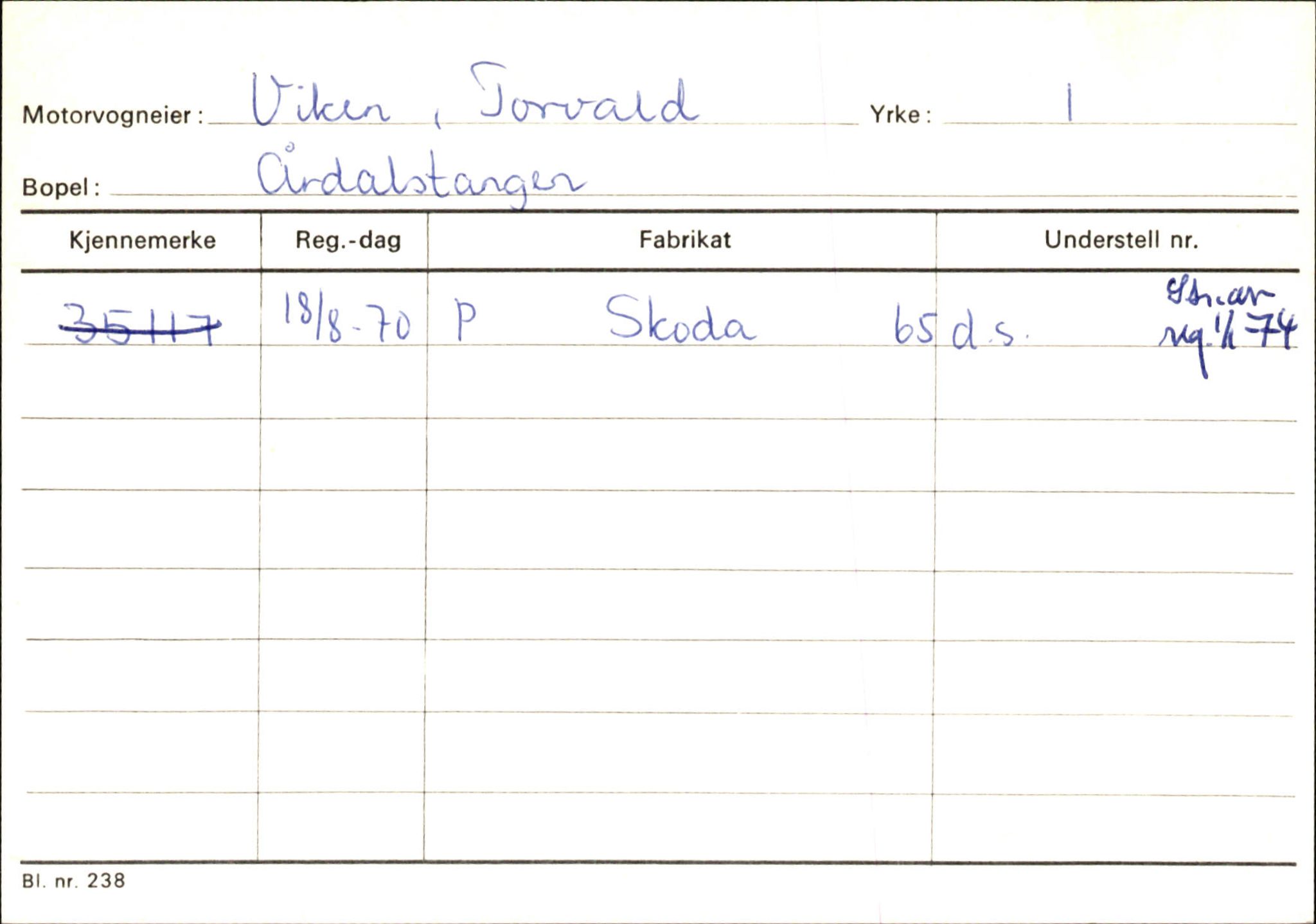 Statens vegvesen, Sogn og Fjordane vegkontor, AV/SAB-A-5301/4/F/L0146: Registerkort Årdal R-Å samt diverse kort, 1945-1975, p. 1220