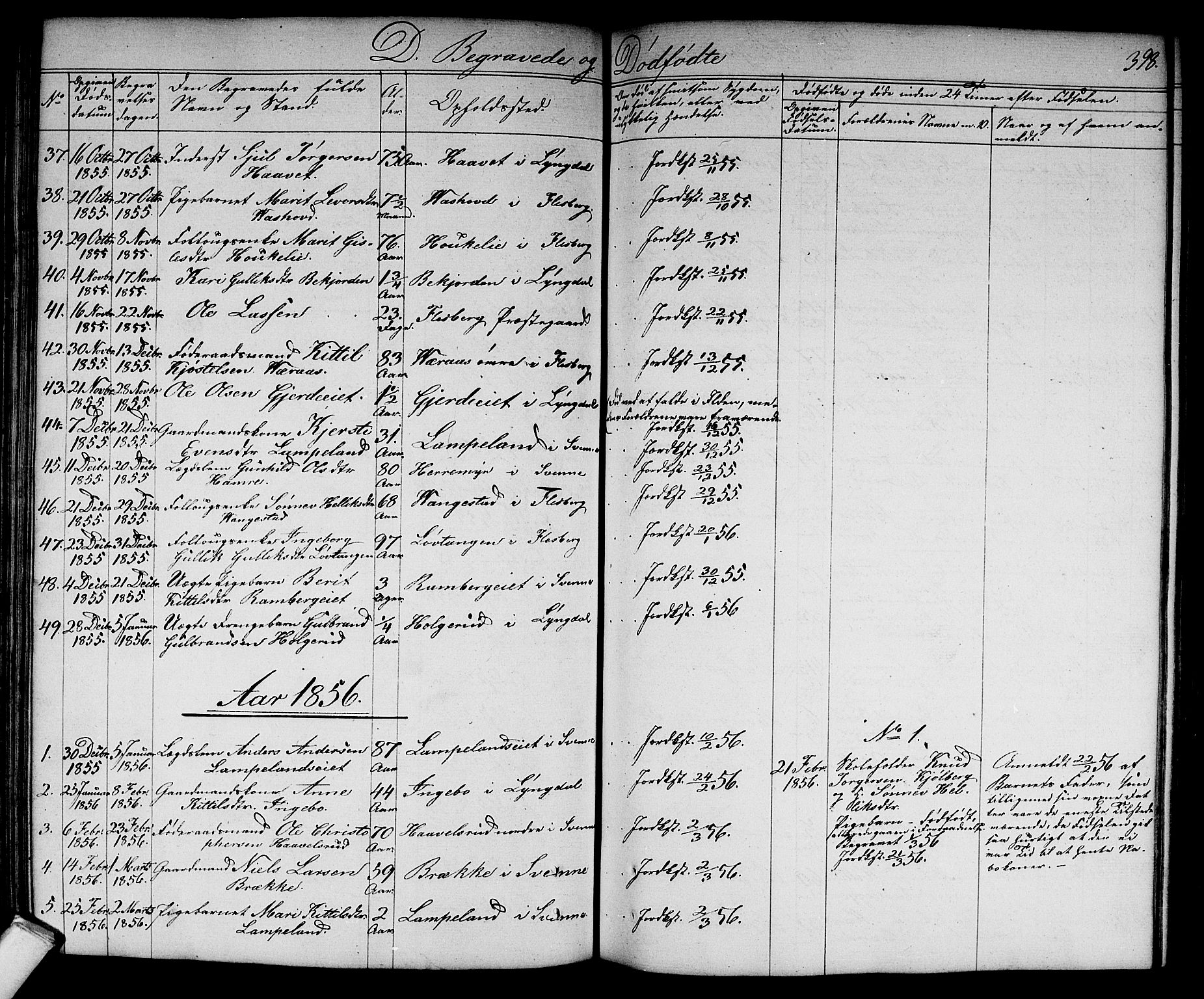 Flesberg kirkebøker, SAKO/A-18/G/Ga/L0002: Parish register (copy) no. I 2, 1834-1860, p. 398