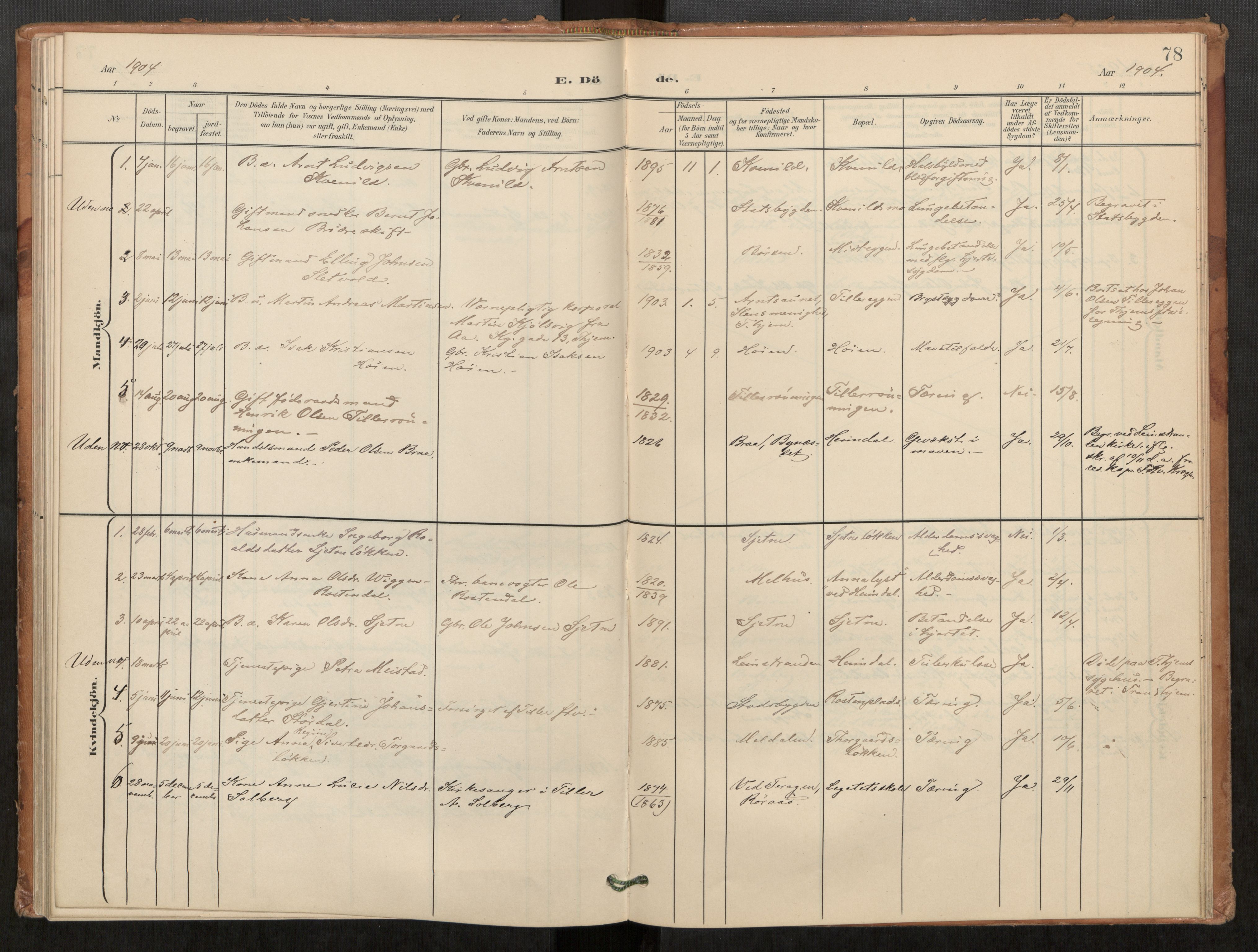 Klæbu sokneprestkontor, SAT/A-1112: Parish register (official) no. 2, 1900-1916, p. 78