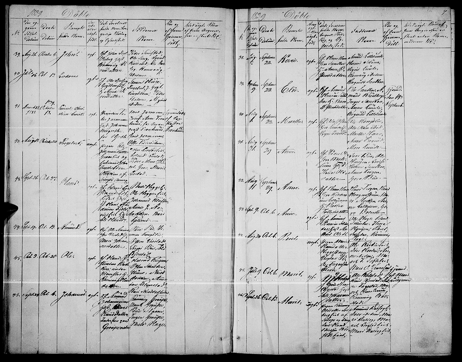 Fron prestekontor, SAH/PREST-078/H/Ha/Haa/L0004: Parish register (official) no. 4, 1839-1848, p. 7