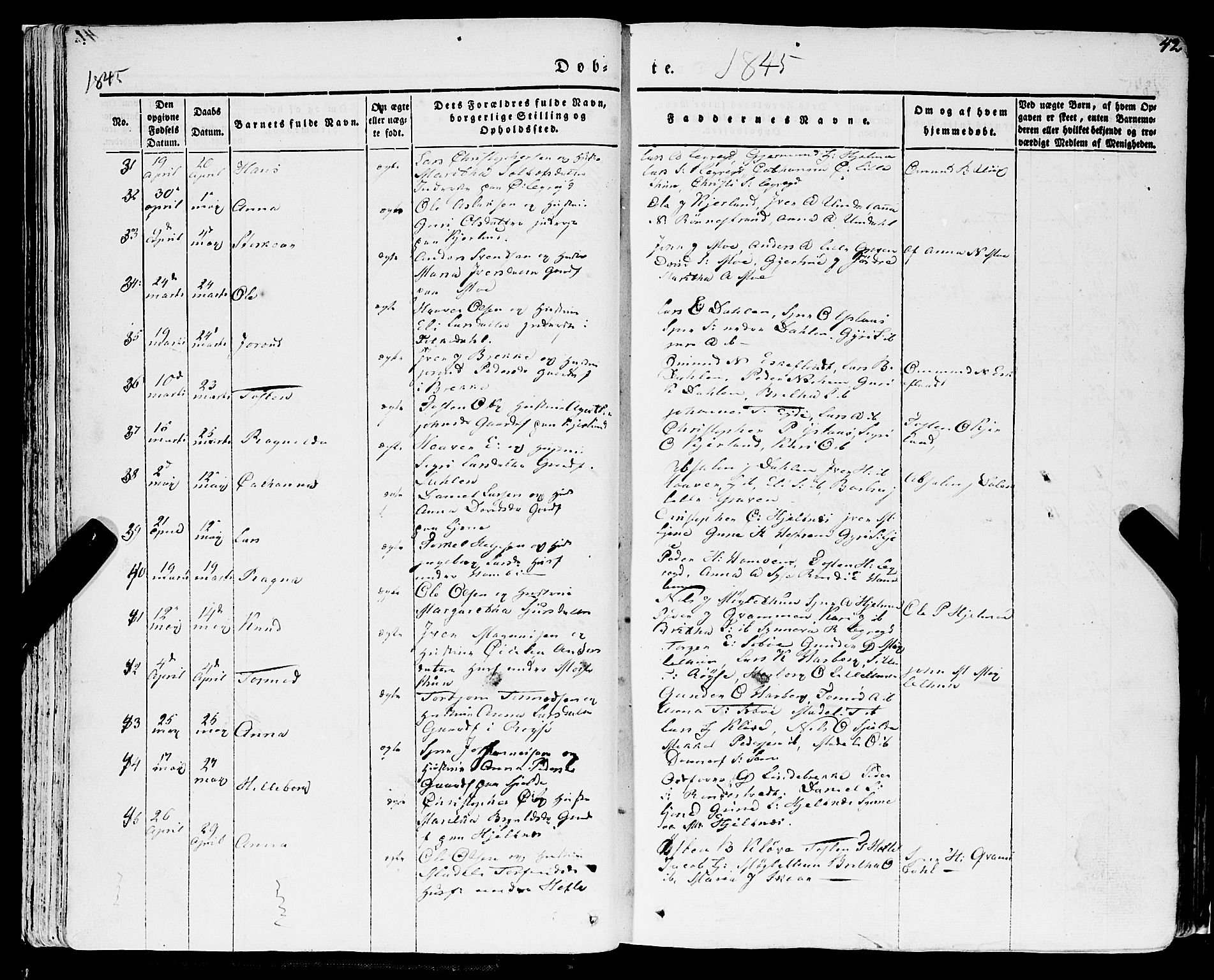 Ulvik sokneprestembete, AV/SAB-A-78801/H/Haa: Parish register (official) no. A 12, 1839-1853, p. 42