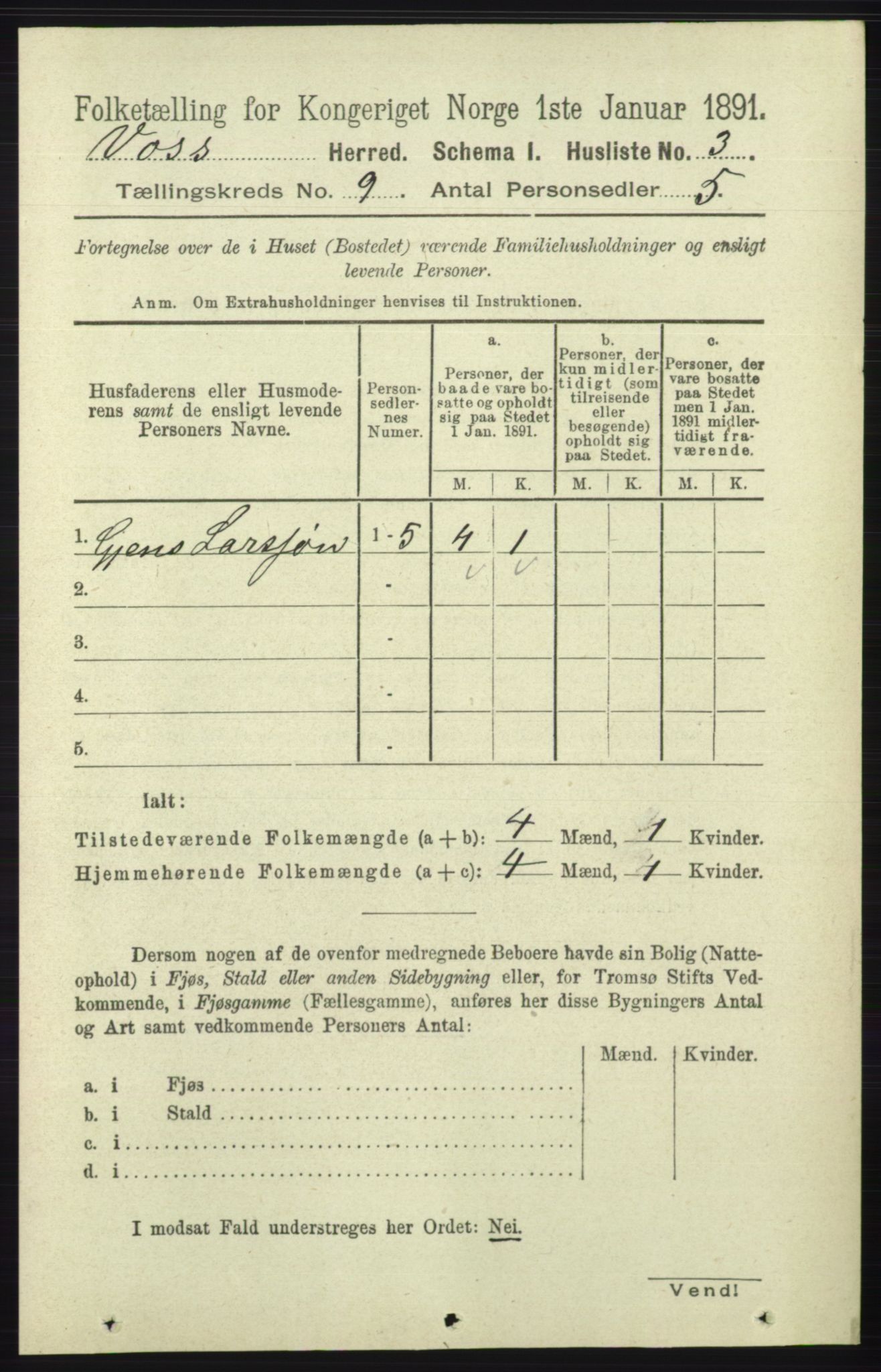 RA, 1891 census for 1235 Voss, 1891, p. 4646