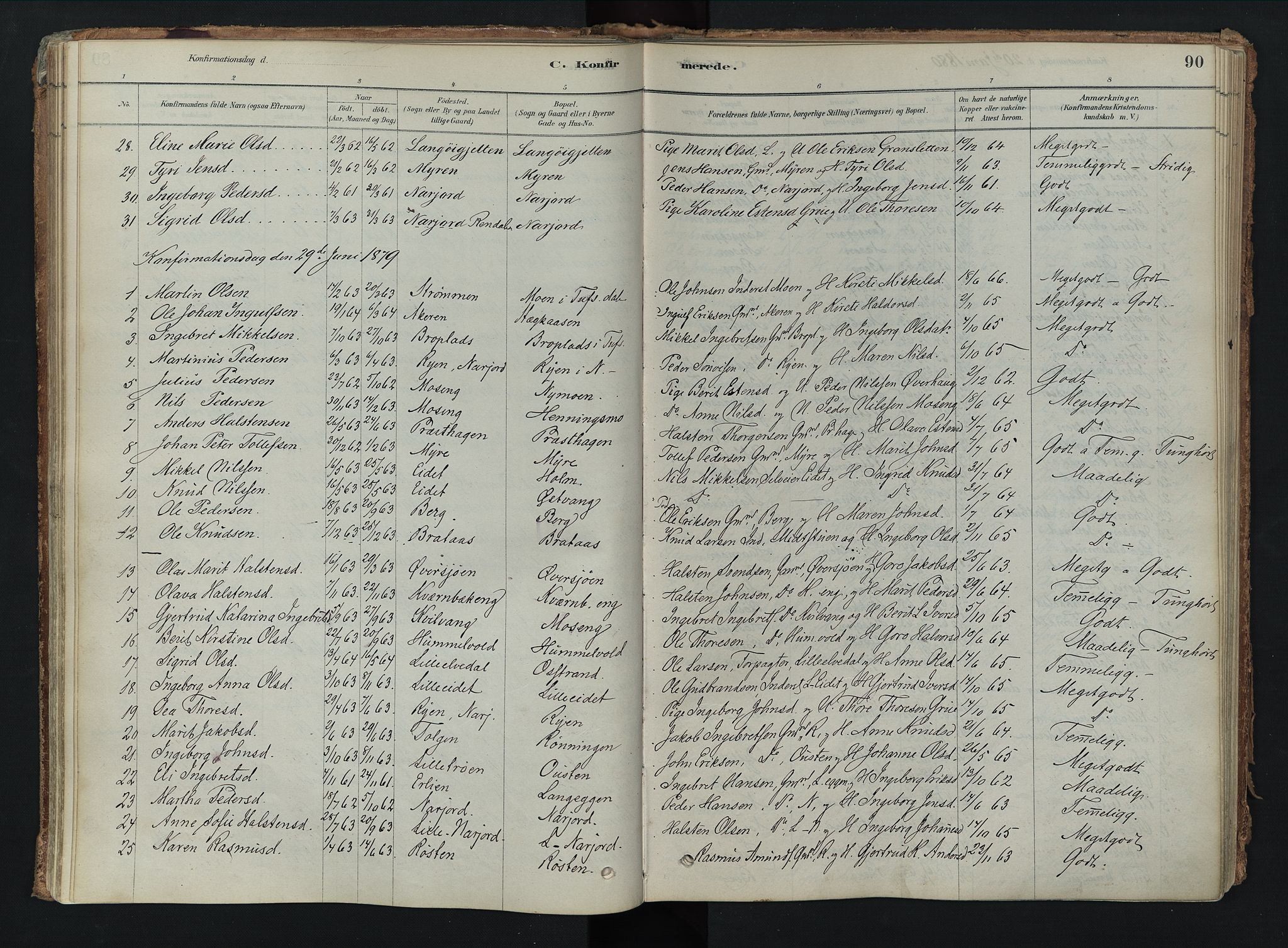 Tolga prestekontor, SAH/PREST-062/K/L0008: Parish register (official) no. 8, 1877-1910, p. 90