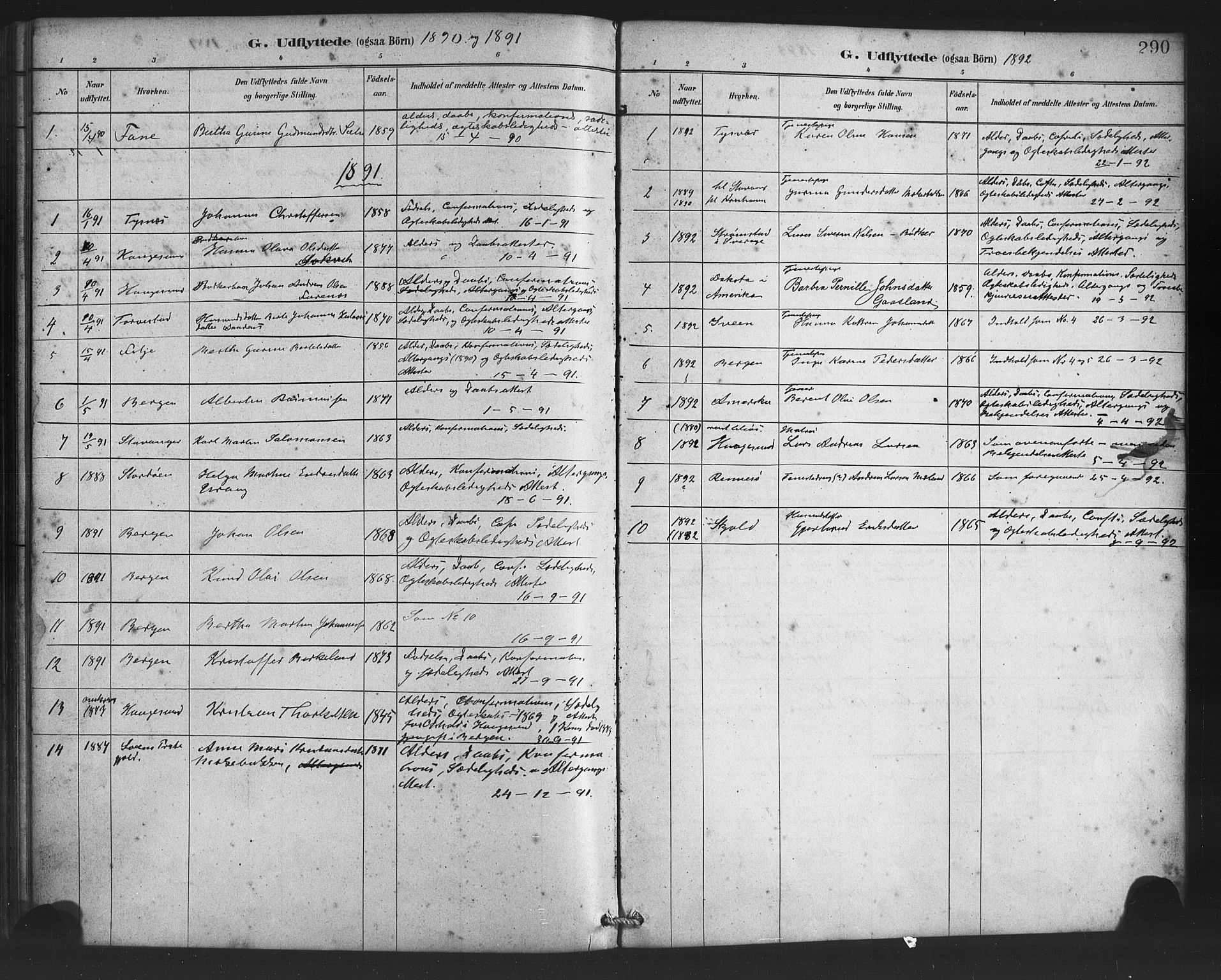 Finnås sokneprestembete, SAB/A-99925/H/Ha/Haa/Haac/L0001: Parish register (official) no. C 1, 1881-1894, p. 290