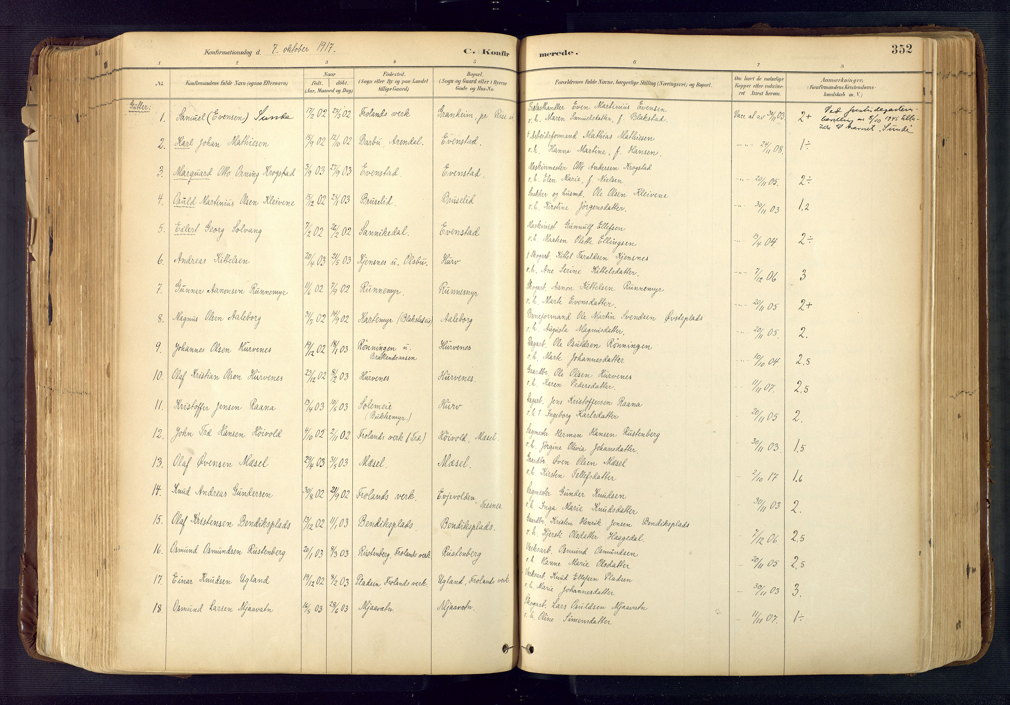 Froland sokneprestkontor, SAK/1111-0013/F/Fa/L0005: Parish register (official) no. A 5, 1882-1921, p. 352