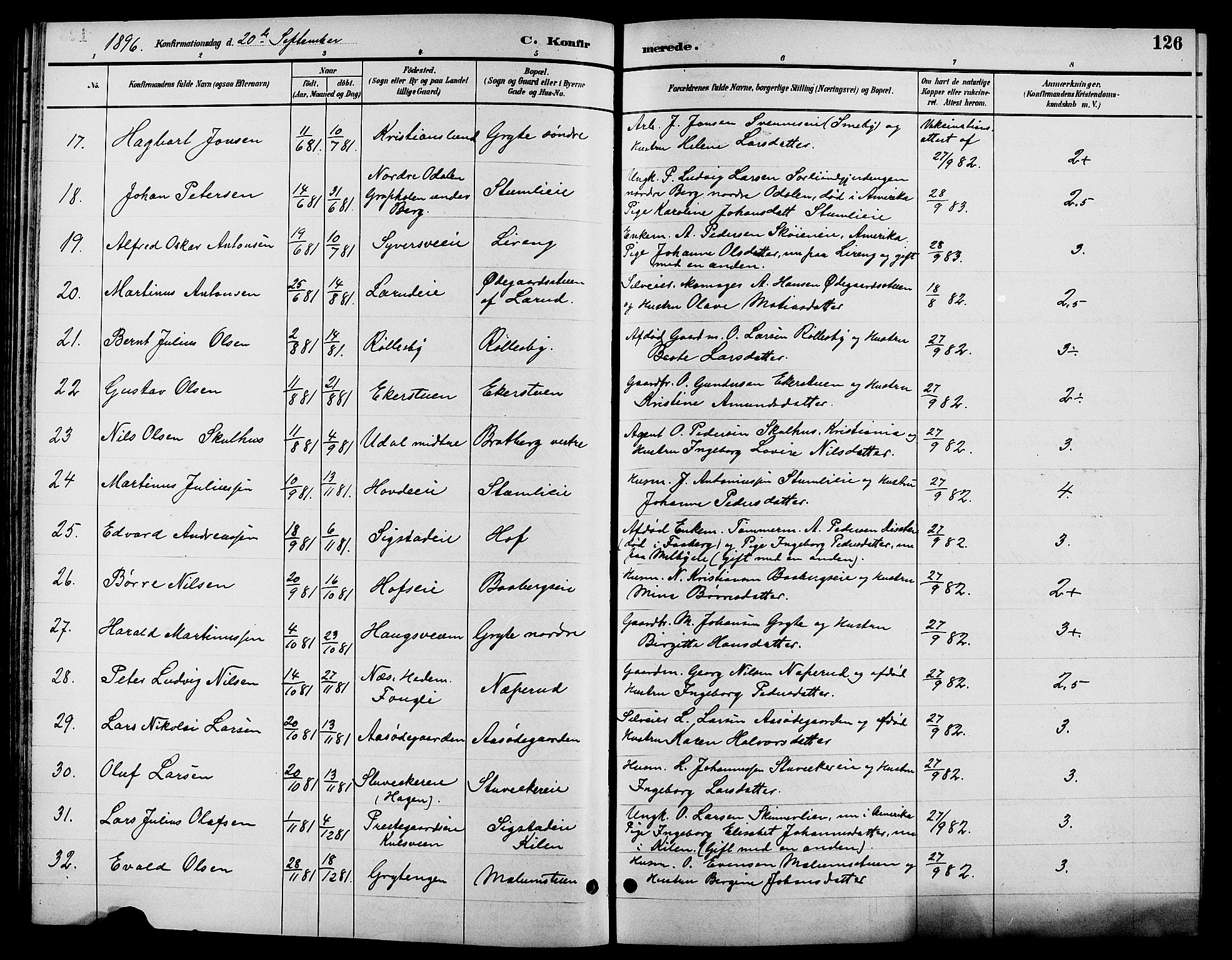 Biri prestekontor, SAH/PREST-096/H/Ha/Hab/L0004: Parish register (copy) no. 4, 1892-1909, p. 126