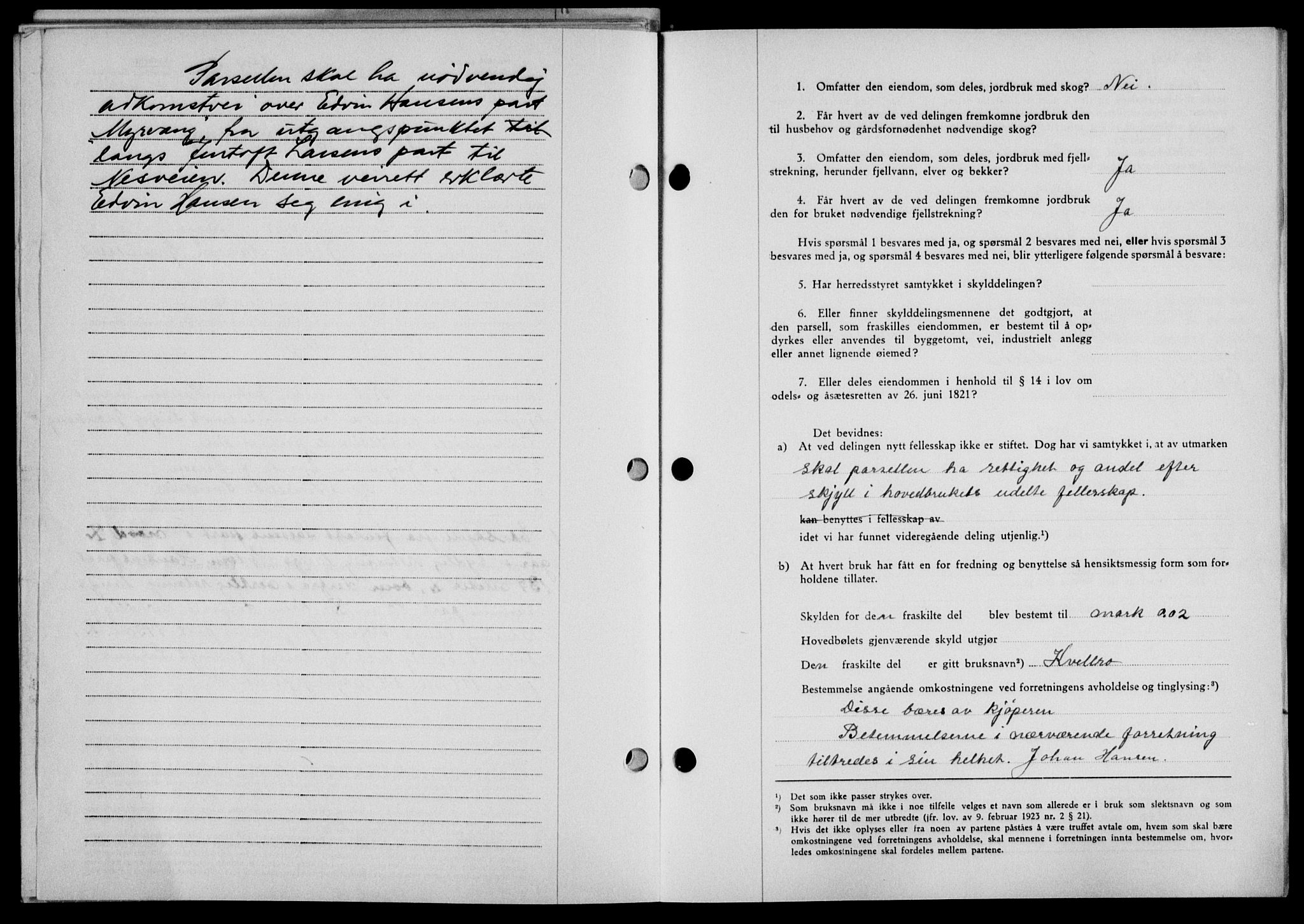 Lofoten sorenskriveri, SAT/A-0017/1/2/2C/L0007a: Mortgage book no. 7a, 1939-1940, Diary no: : 694/1940