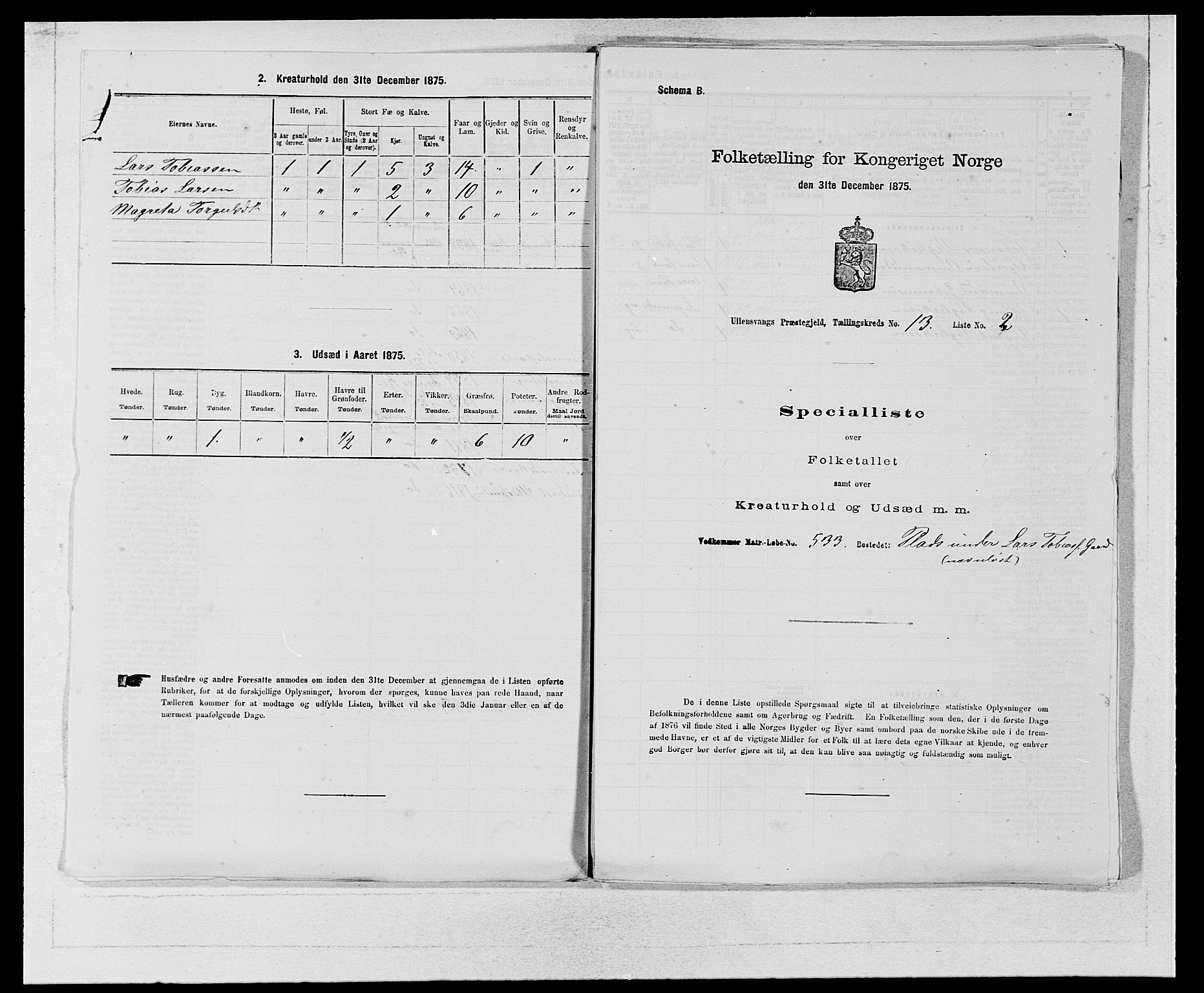 SAB, 1875 census for 1230P Ullensvang, 1875, p. 1330