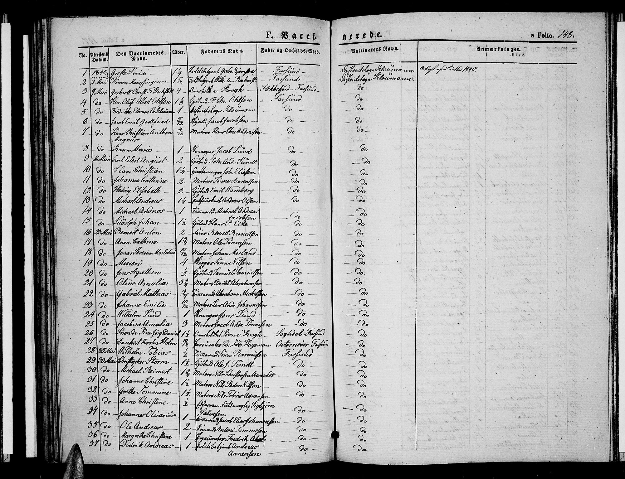 Farsund sokneprestkontor, SAK/1111-0009/F/Fa/L0003: Parish register (official) no. A 3, 1836-1846, p. 148