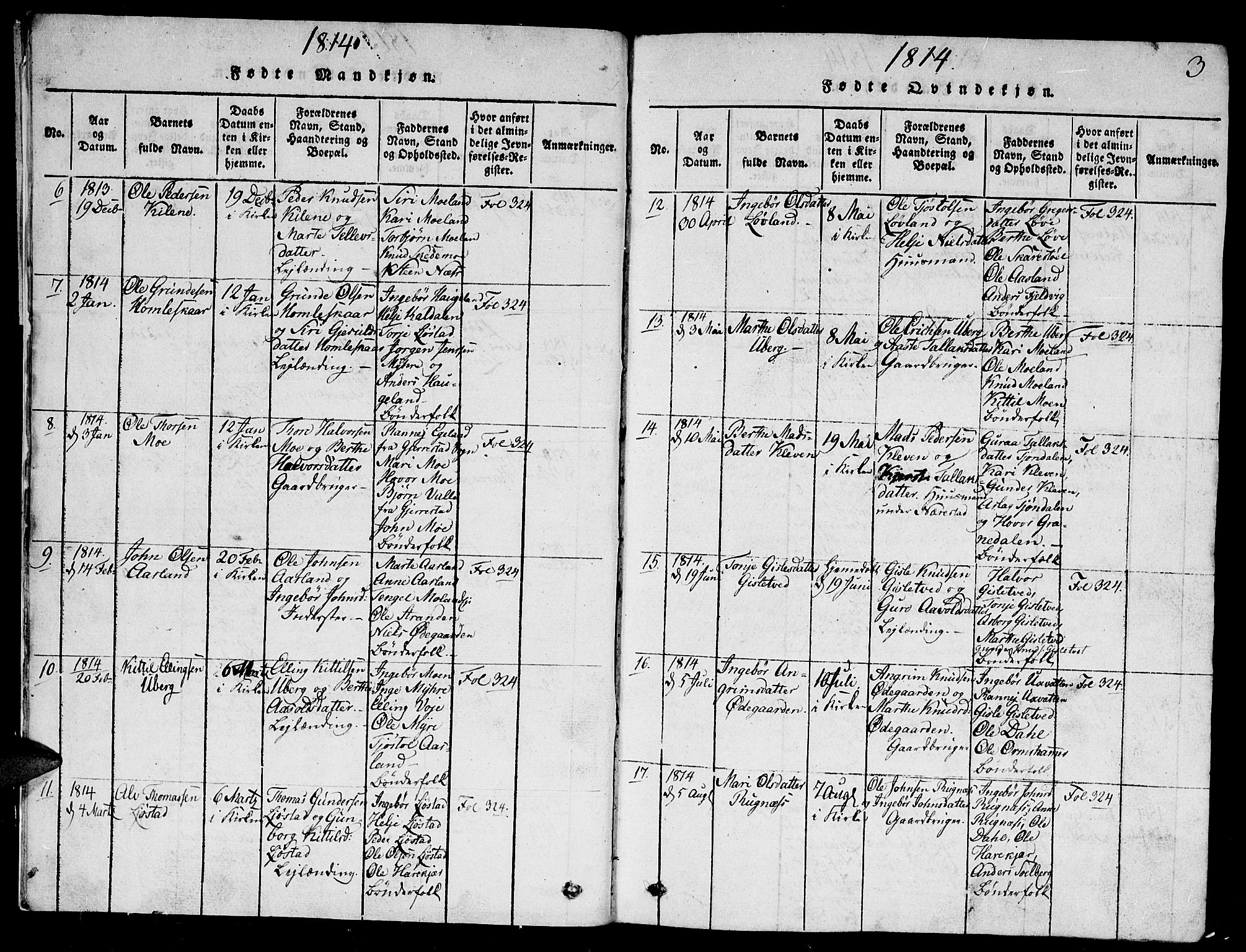 Gjerstad sokneprestkontor, SAK/1111-0014/F/Fb/Fbb/L0001: Parish register (copy) no. B 1, 1813-1863, p. 3